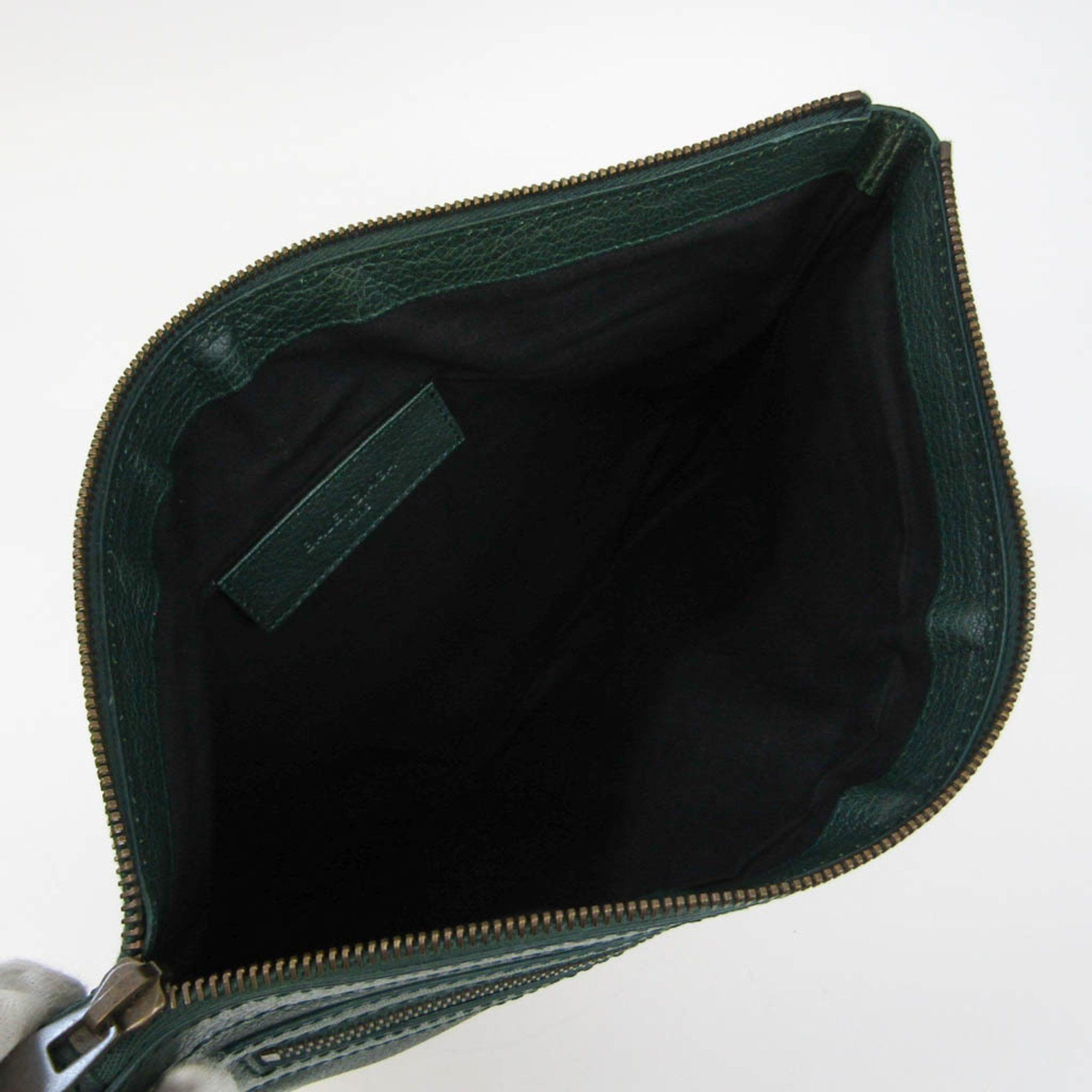 Balenciaga Clip Green Leather Clutch Bag (Pre-Owned) Size ONE SIZE - 3 Thumbnail