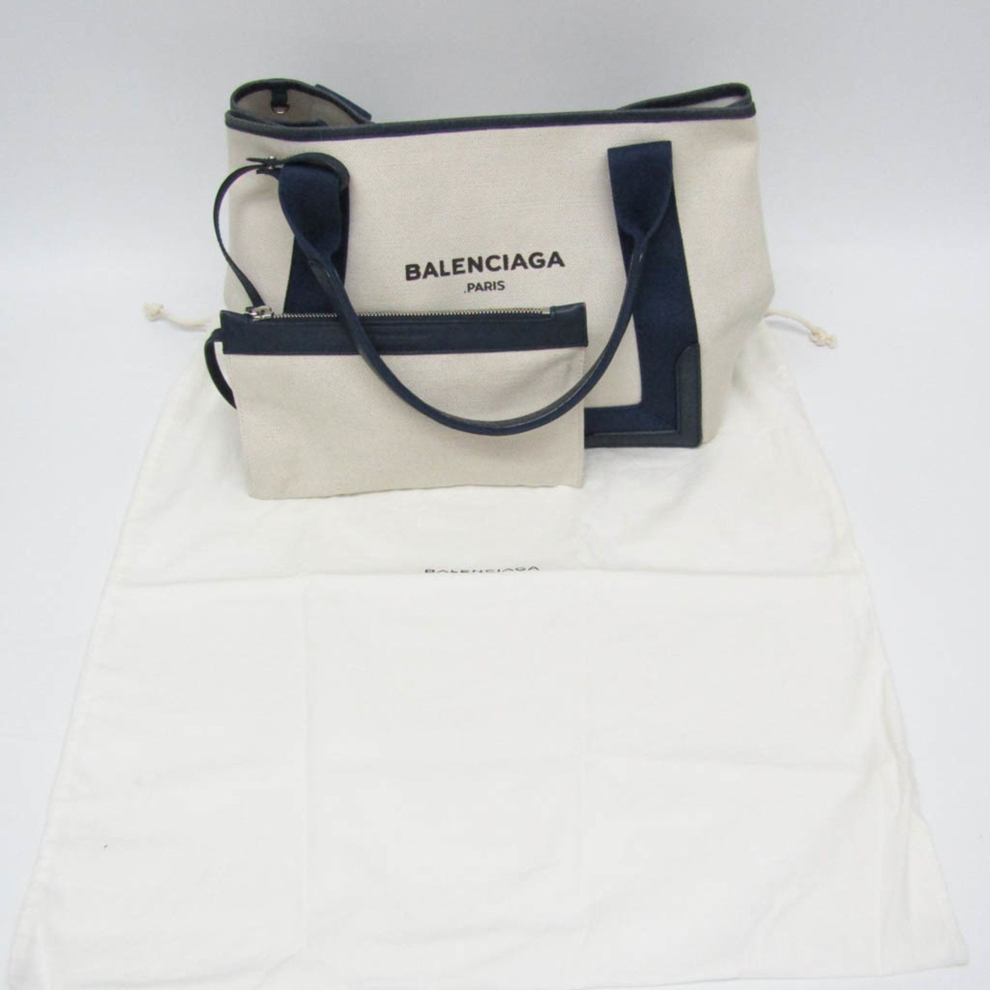 Balenciaga Navy Cabas White Canvas Handbag (Pre-Owned) Size ONE SIZE - 7 Thumbnail