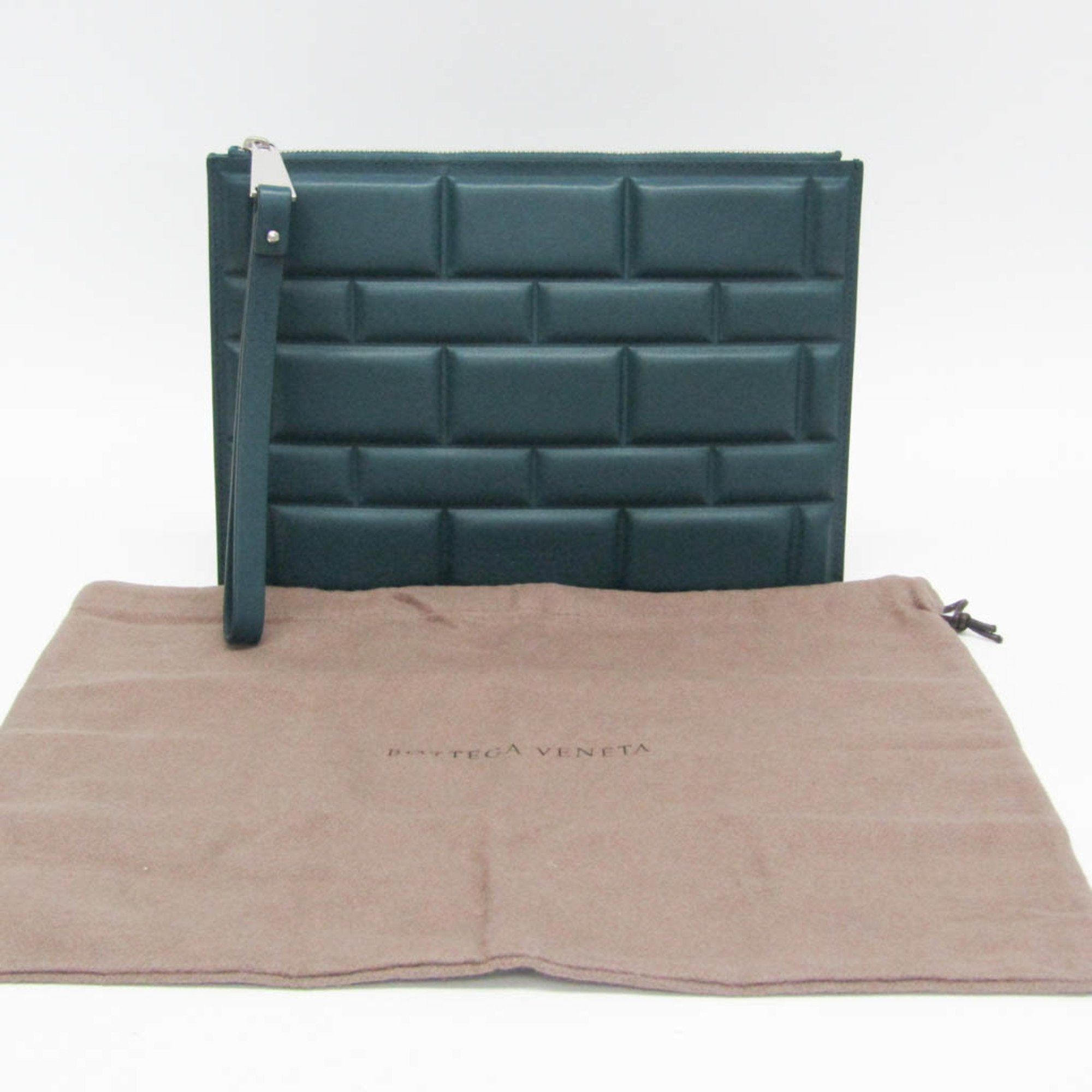 Bottega Veneta Bloc Turquoise Leather Clutch Bag (Pre-Owned) Size ONE SIZE - 5 Thumbnail