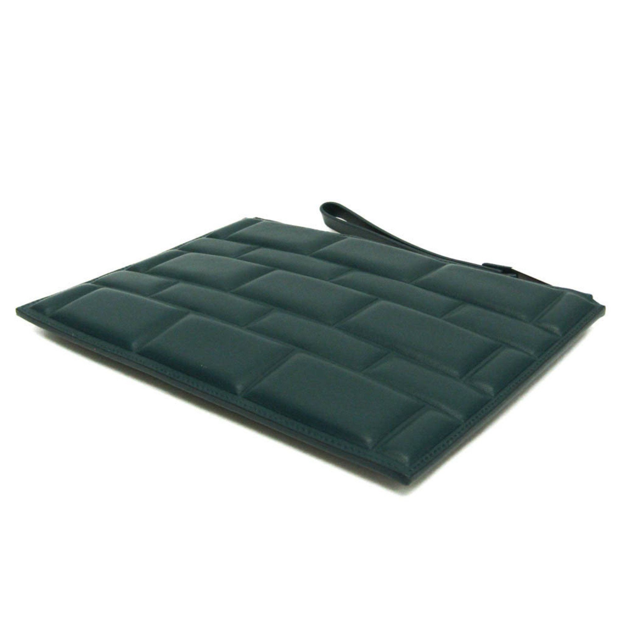 Bottega Veneta Bloc Turquoise Leather Clutch Bag (Pre-Owned) Size ONE SIZE - 2 Thumbnail