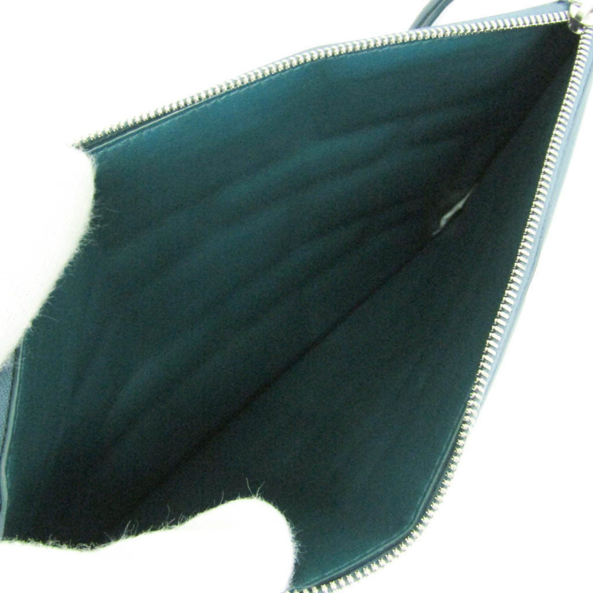 Bottega Veneta Bloc Turquoise Leather Clutch Bag (Pre-Owned) Size ONE SIZE - 3 Thumbnail