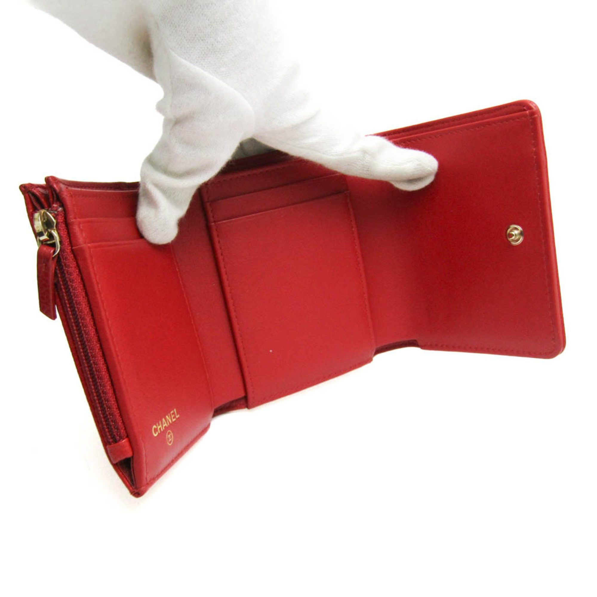 Chanel Camellia Red Leather Wallet (Pre-Owned) Size ONE SIZE - 3 Thumbnail
