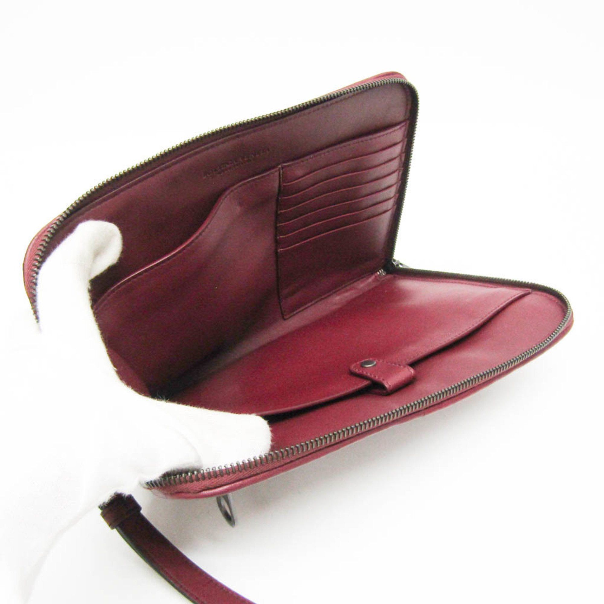 Bottega Veneta Intrecciato Burgundy Leather Clutch Bag (Pre-Owned) Size ONE SIZE - 3 Thumbnail