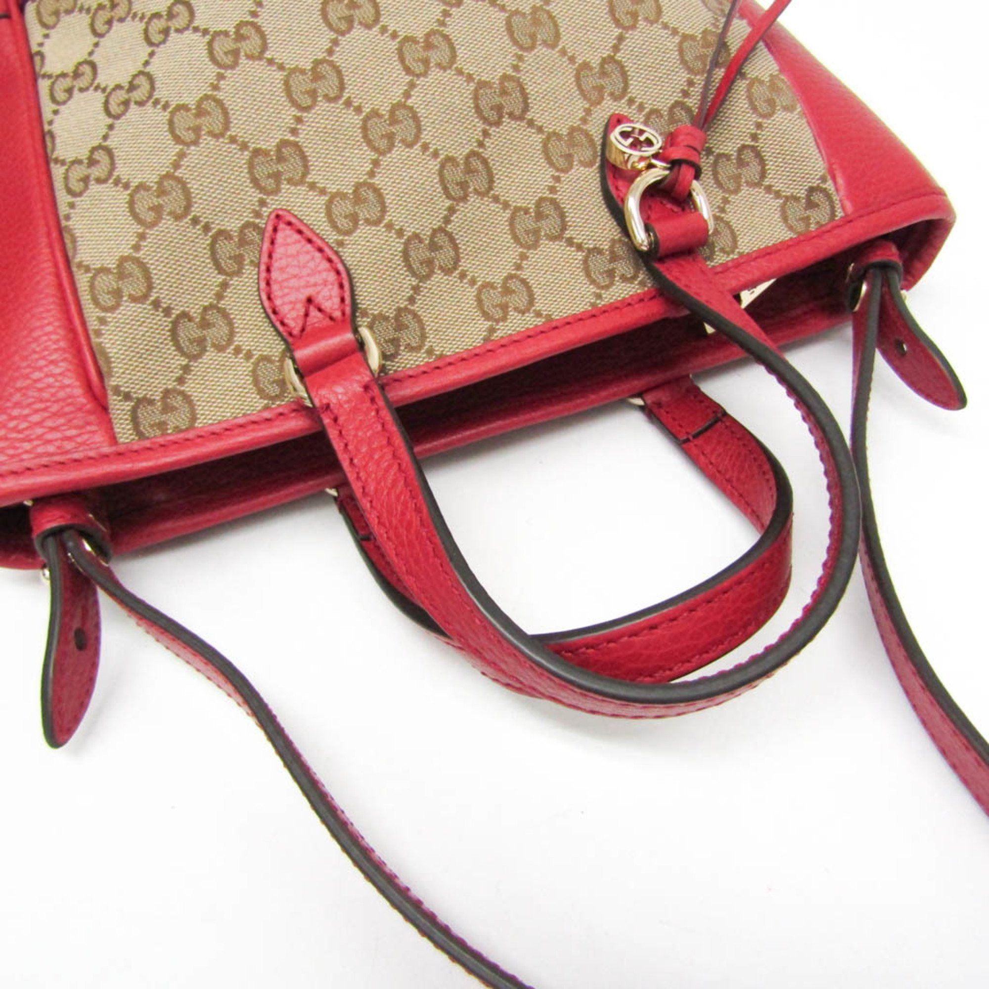Gucci Gg Canvas Red Canvas Handbag (Pre-Owned) Size ONE SIZE - 3 Thumbnail