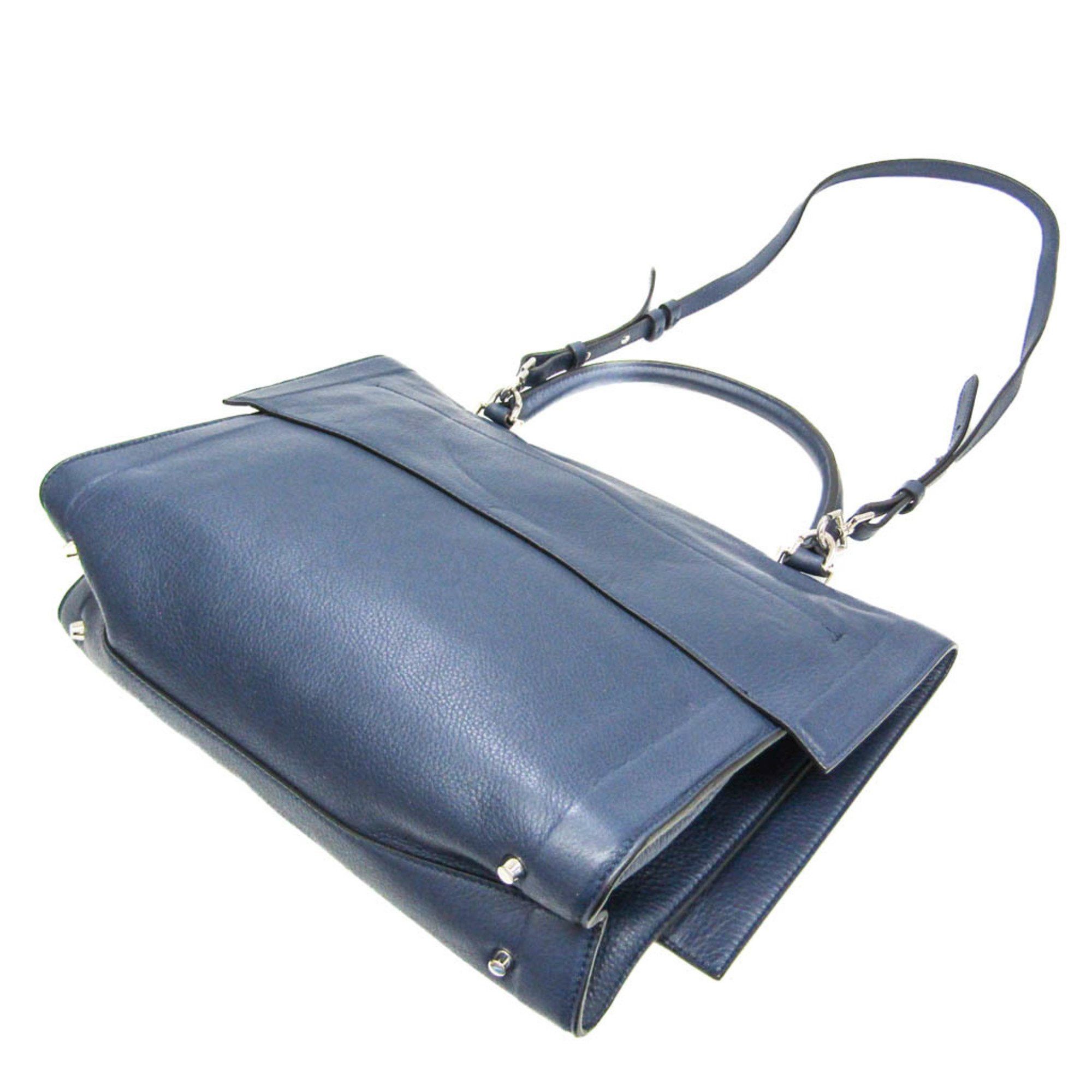 Shark Navy Leather Handbag (Pre-Owned)