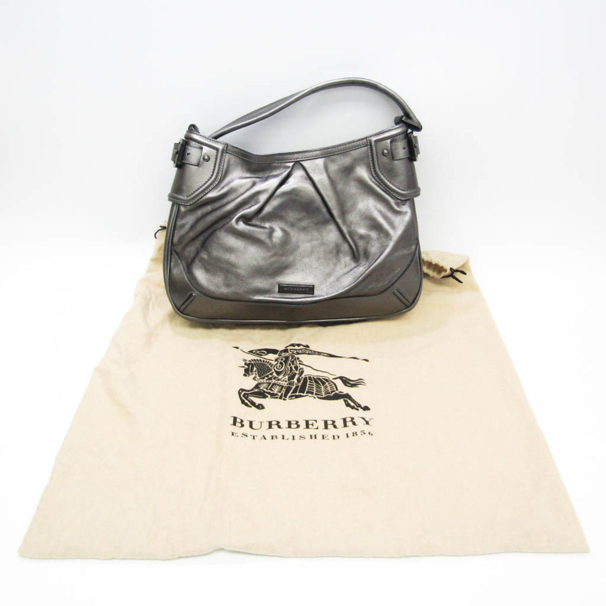 Burberry - Grey Leather Tote Bag (Pre-Owned) Size ONE SIZE - 8 Thumbnail