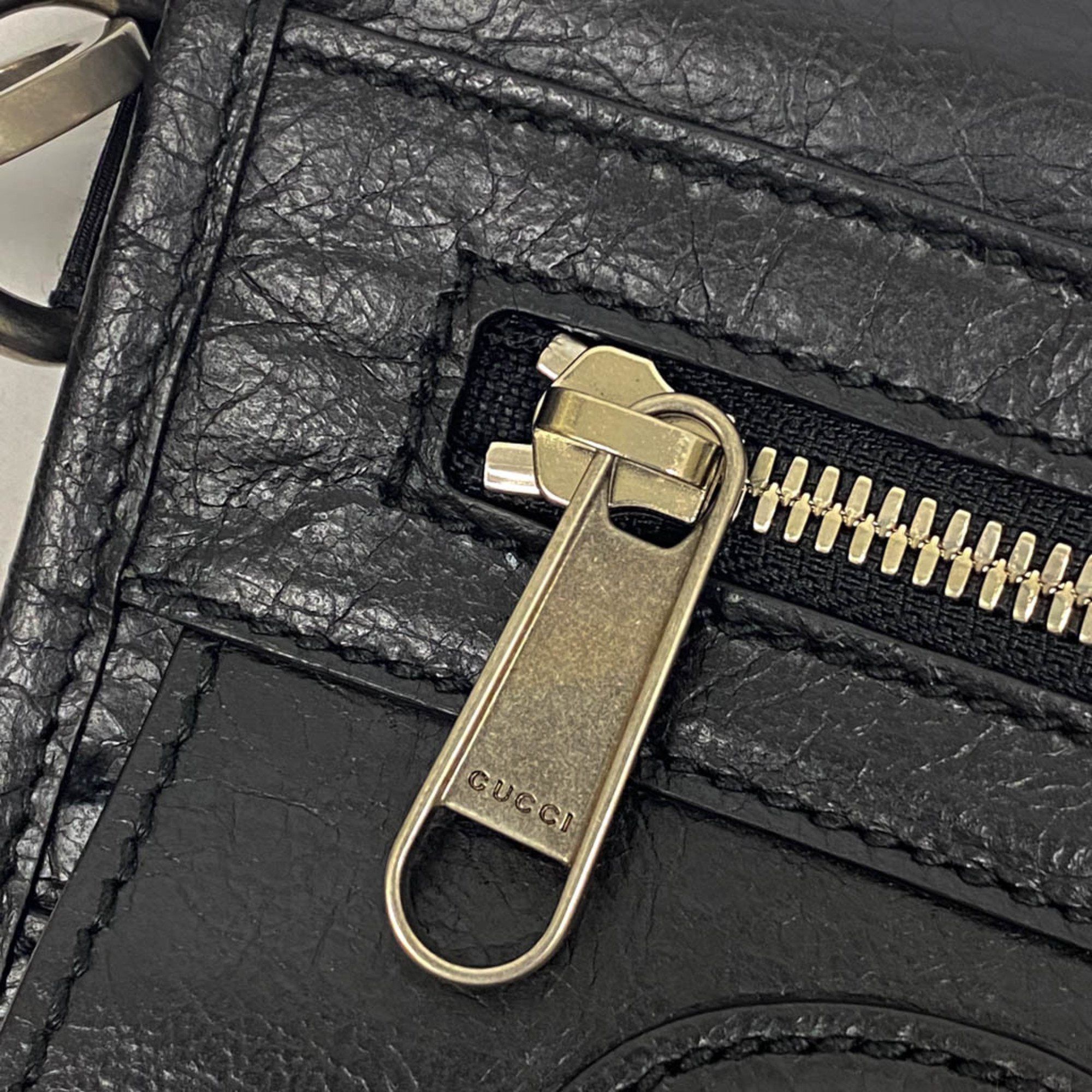 Gucci Interlocking G Black Leather Shoulder Bag (Pre-Owned) Size ONE SIZE - 10 Thumbnail