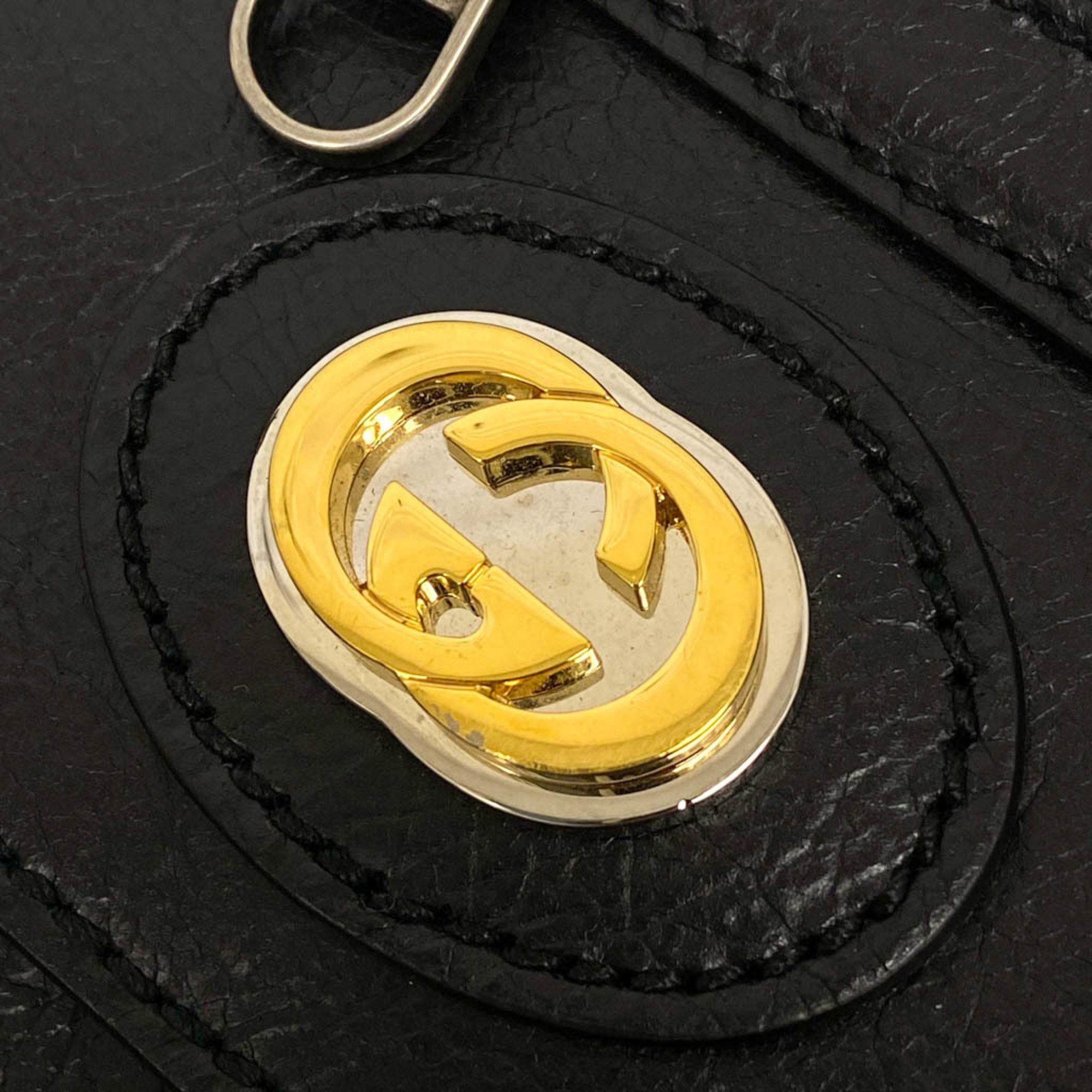 Gucci Interlocking G Black Leather Shoulder Bag (Pre-Owned) Size ONE SIZE - 9 Thumbnail