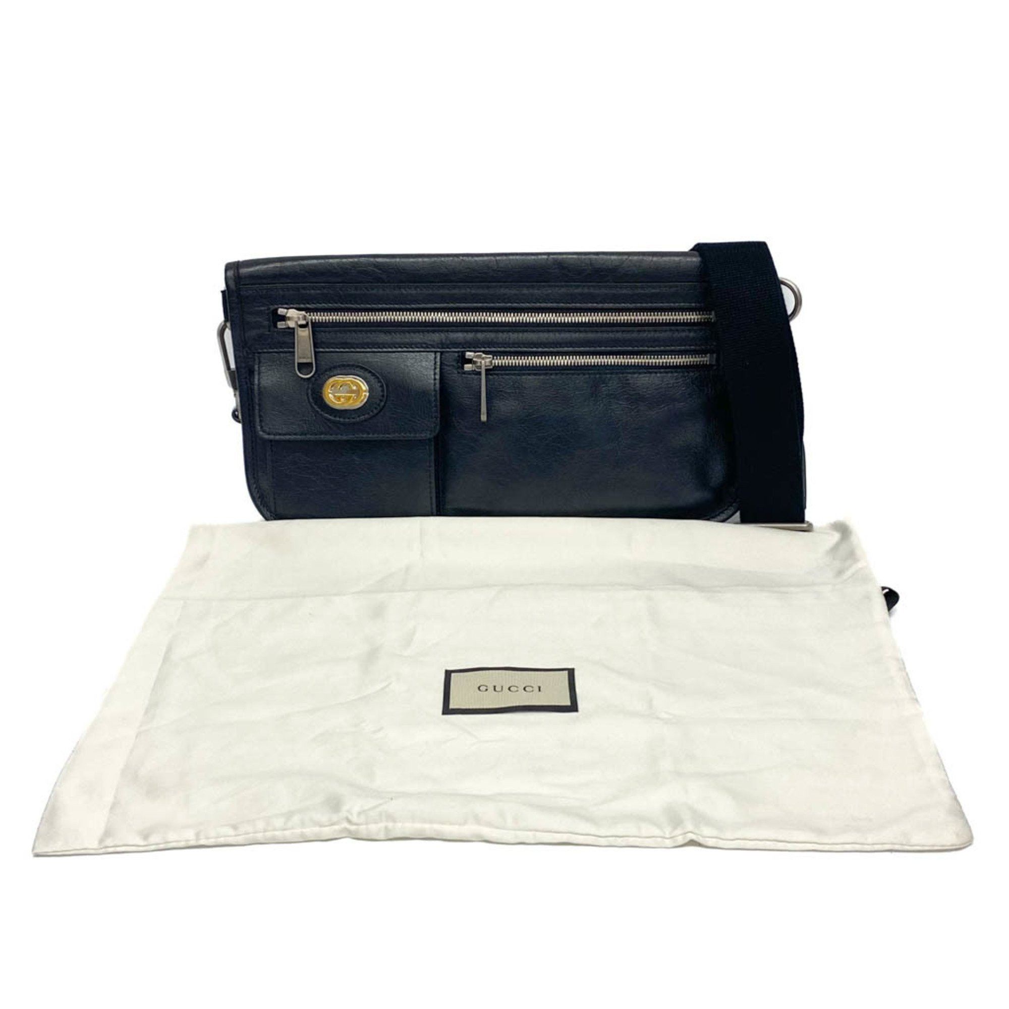 Gucci Interlocking G Black Leather Shoulder Bag (Pre-Owned) Size ONE SIZE - 7 Thumbnail