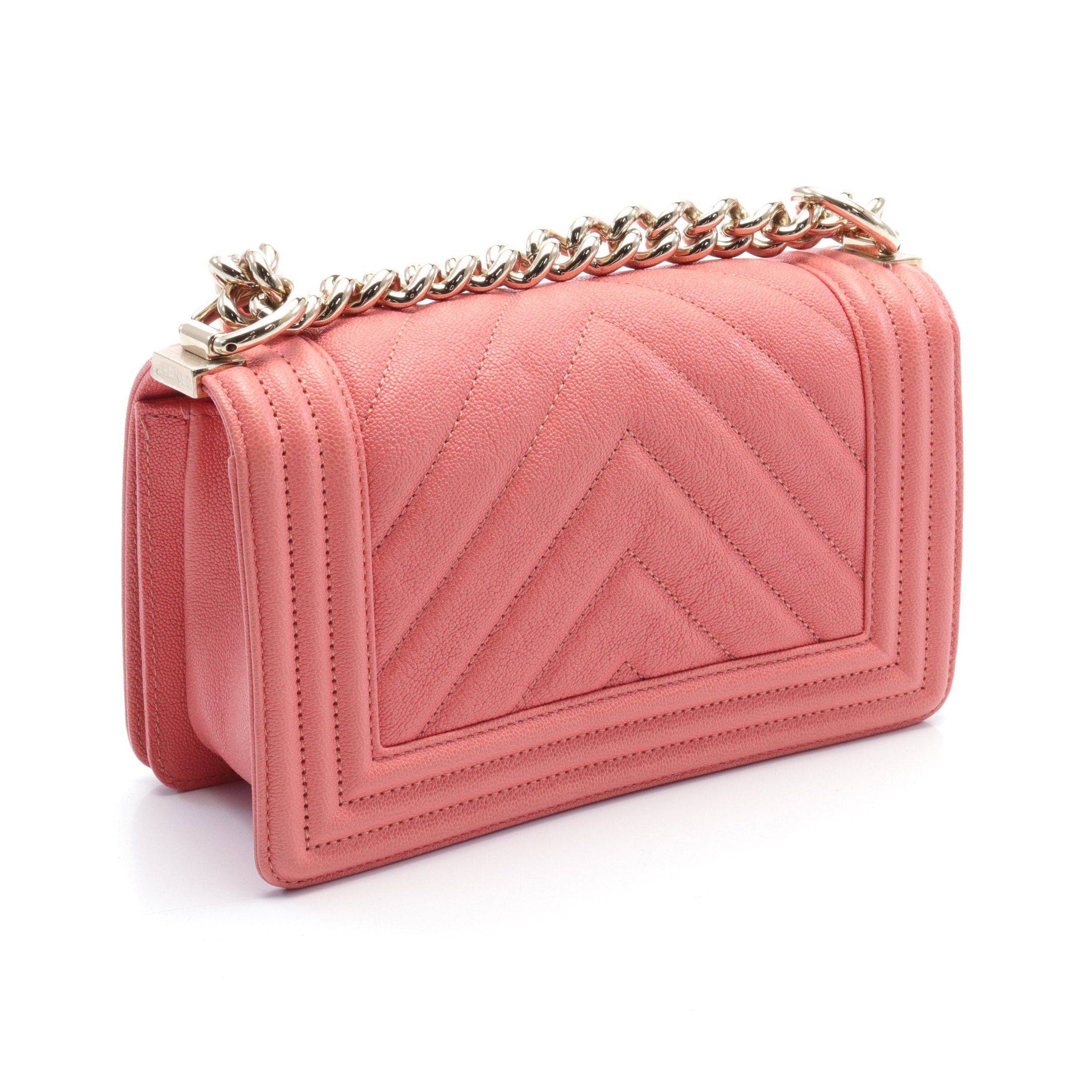 Chanel Chanel Boy Chanel V-Stitch Chain Shoulder Bag Caviar Skin Pink Gold Hardware Size ONE SIZE - 2 Thumbnail