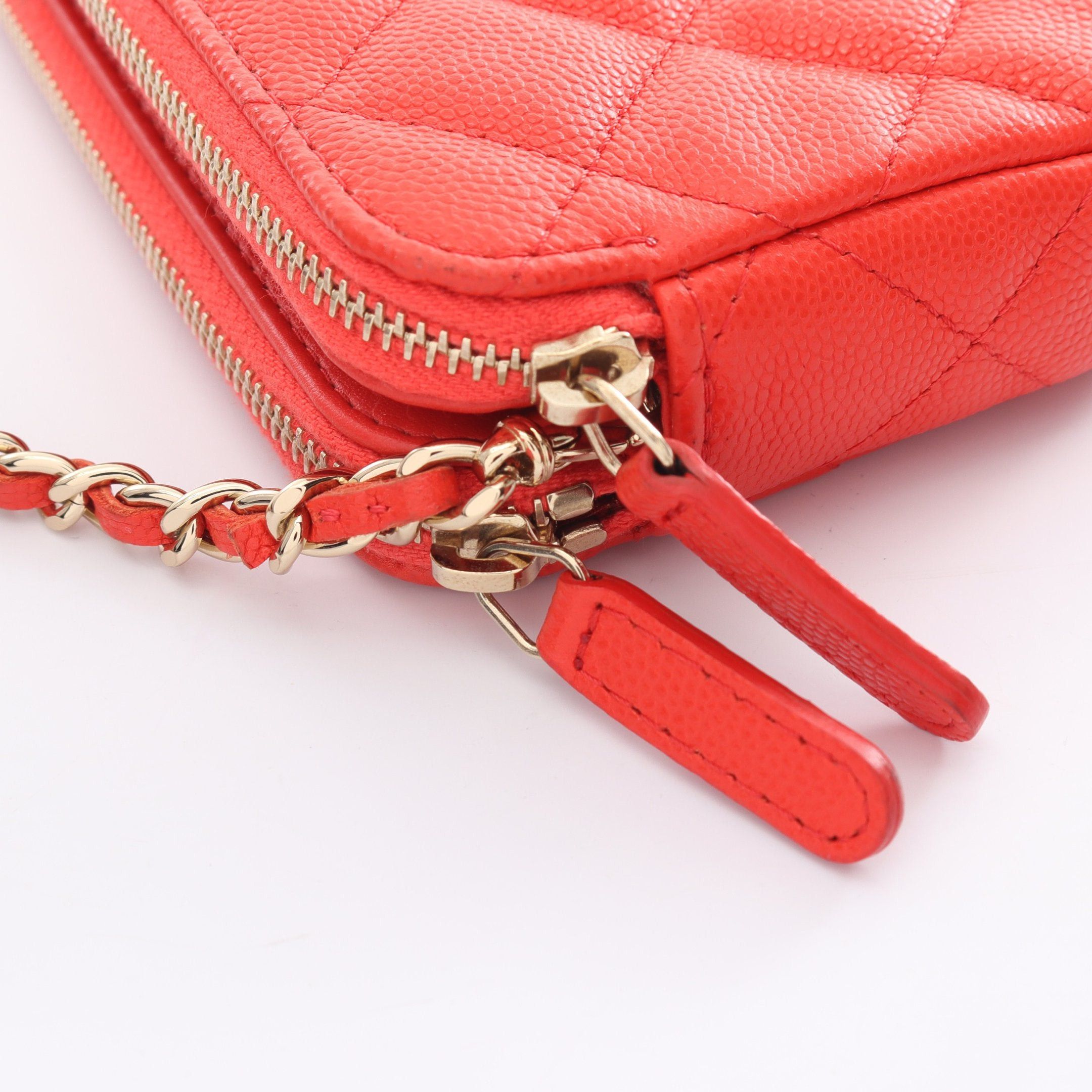 Chanel Chanel Matelasse Chain Wallet Caviar Skin Orange Red Gold Hardware Size ONE SIZE - 5 Thumbnail