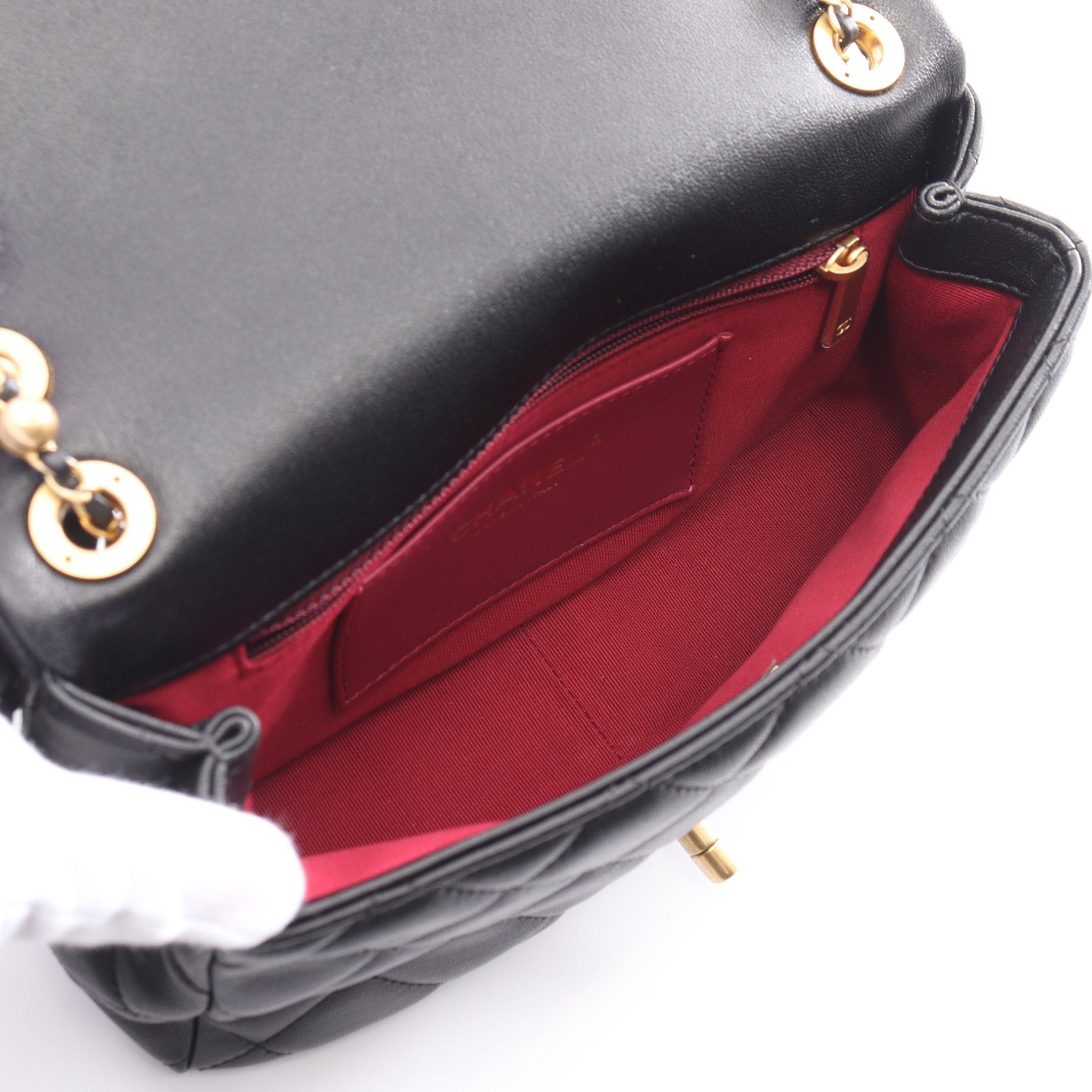 Chanel Chanel Matelasse Chain Shoulder Bag Lambskin Black Gold Hardware Size ONE SIZE - 3 Thumbnail