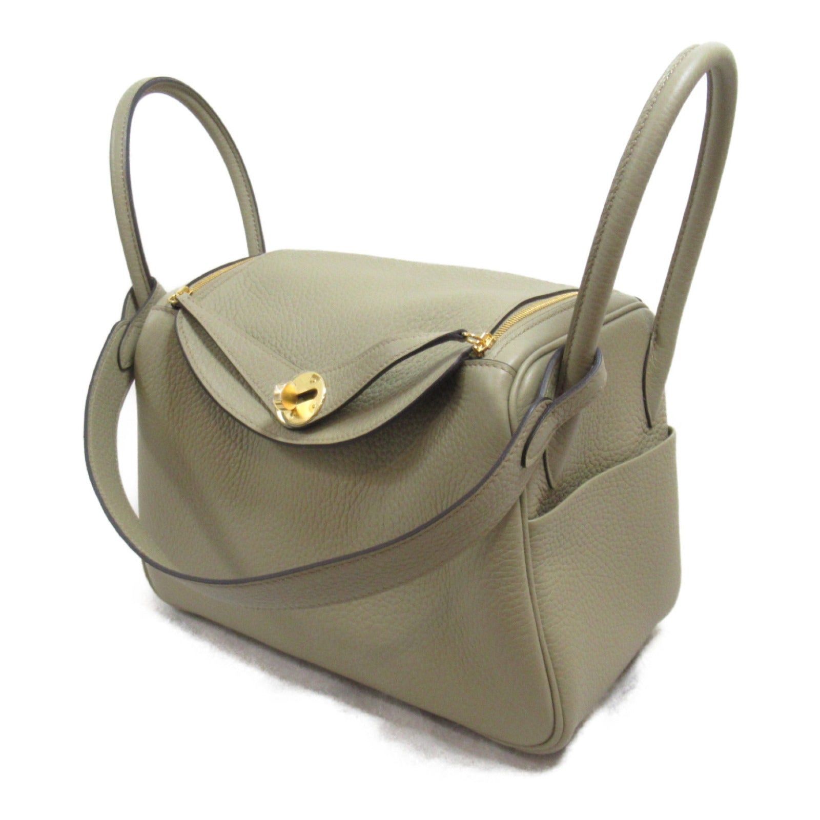 Hermes Hermes Lindy 26 Beige Marfa Shoulder Bag Leather Clemence Gold Hardware Double Engraved Size ONE SIZE - 3 Thumbnail