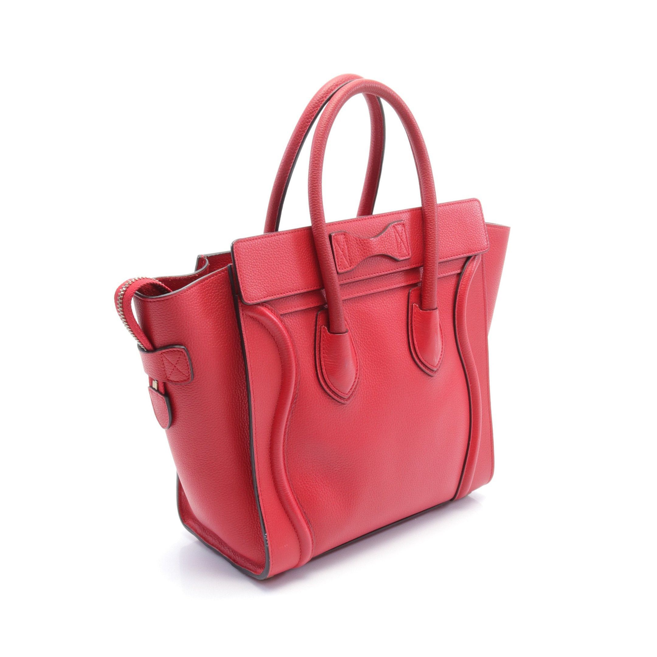 Celine Celine Luggage Micro Shopper Handbag Tote Bag Leather Red Size ONE SIZE - 2 Thumbnail
