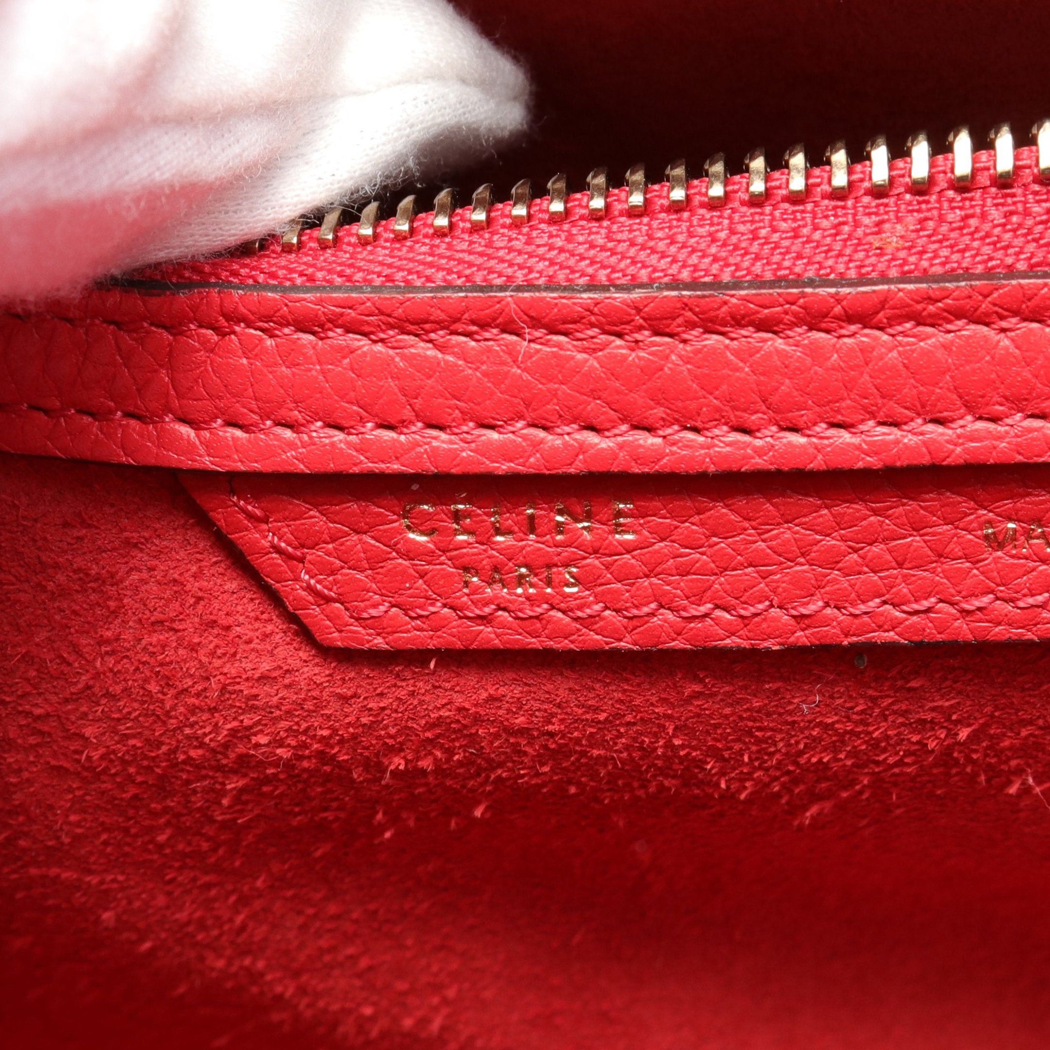 Celine Celine Luggage Micro Shopper Handbag Tote Bag Leather Red Size ONE SIZE - 4 Thumbnail