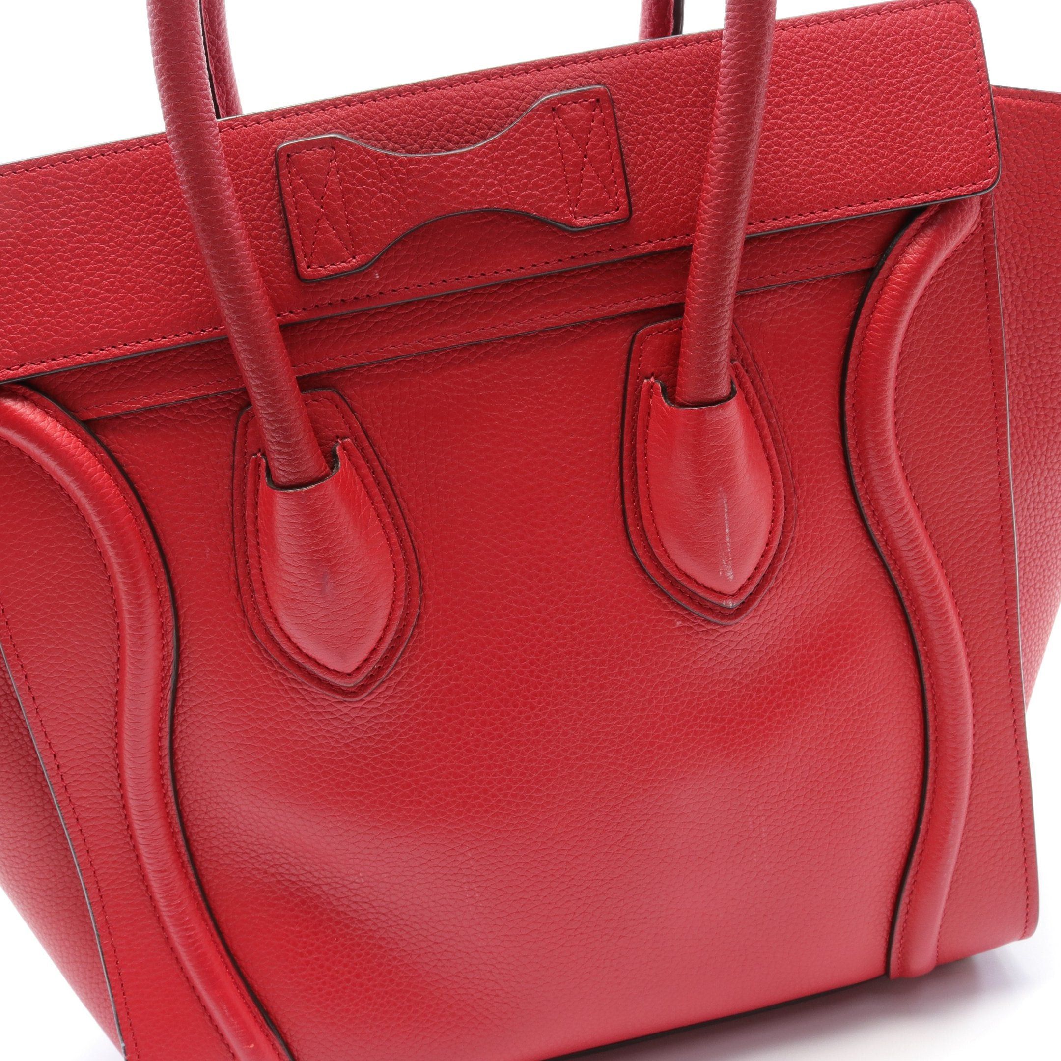 Celine Celine Luggage Micro Shopper Handbag Tote Bag Leather Red Size ONE SIZE - 6 Thumbnail
