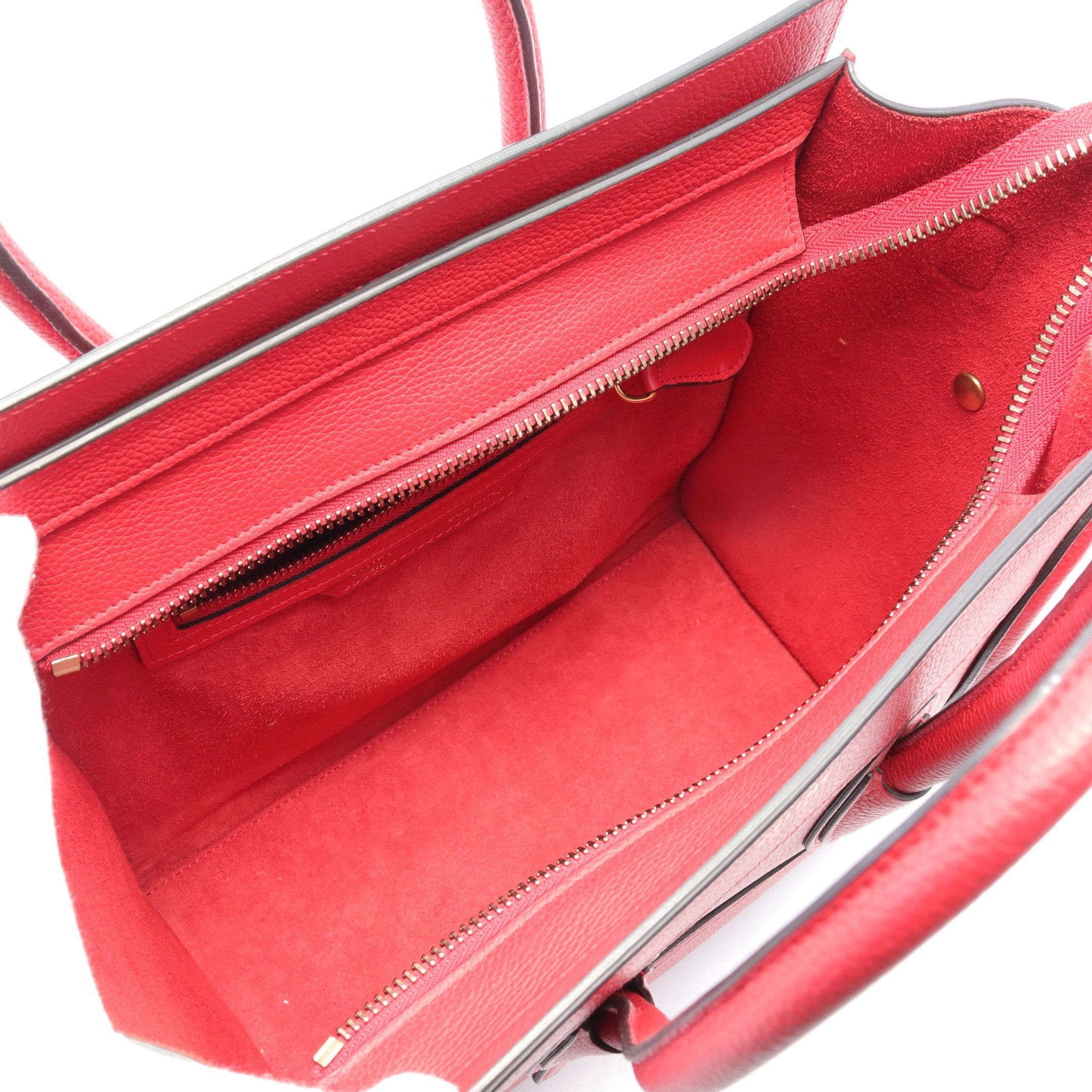 Celine Celine Luggage Micro Shopper Handbag Tote Bag Leather Red Size ONE SIZE - 3 Thumbnail