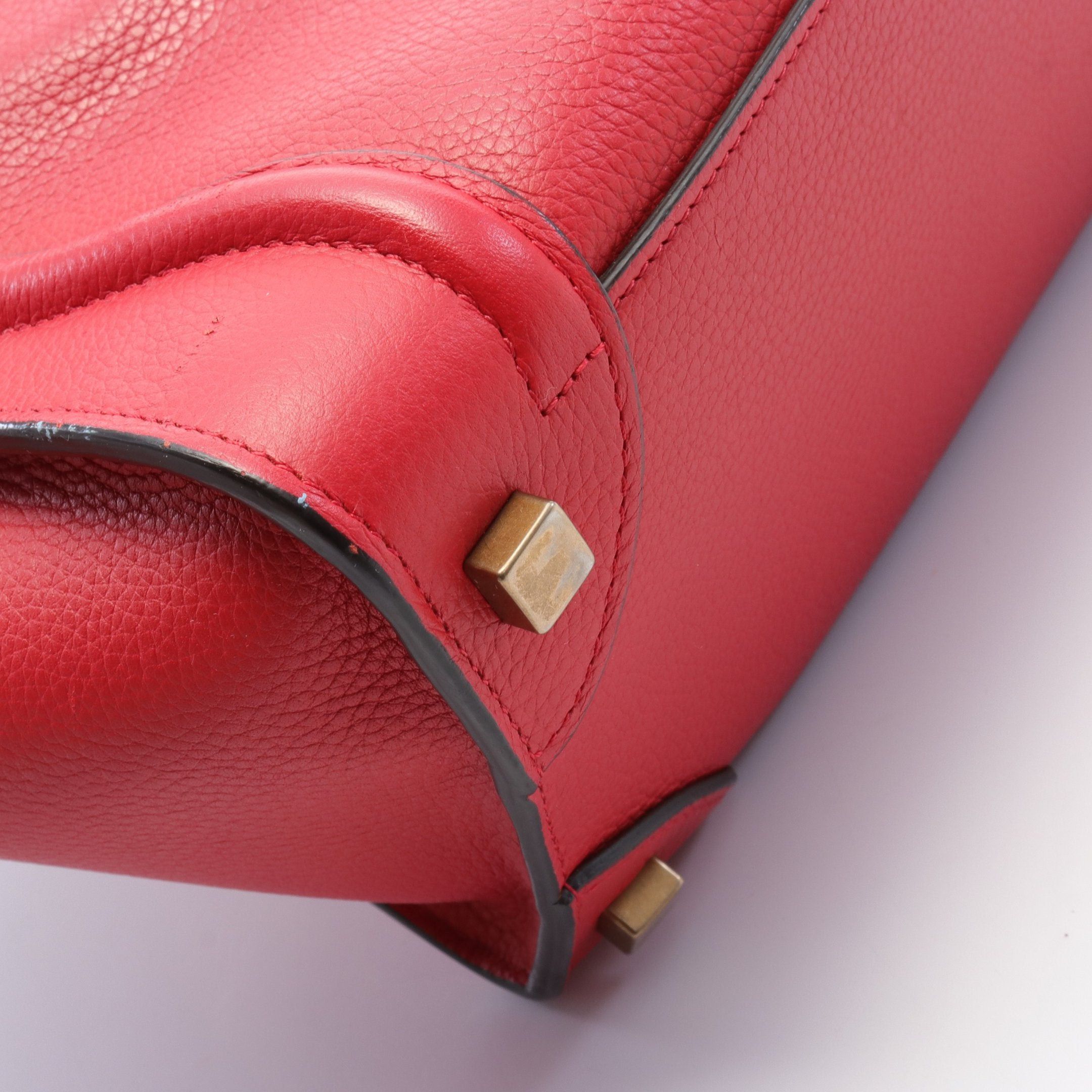 Celine Celine Luggage Micro Shopper Handbag Tote Bag Leather Red Size ONE SIZE - 8 Thumbnail