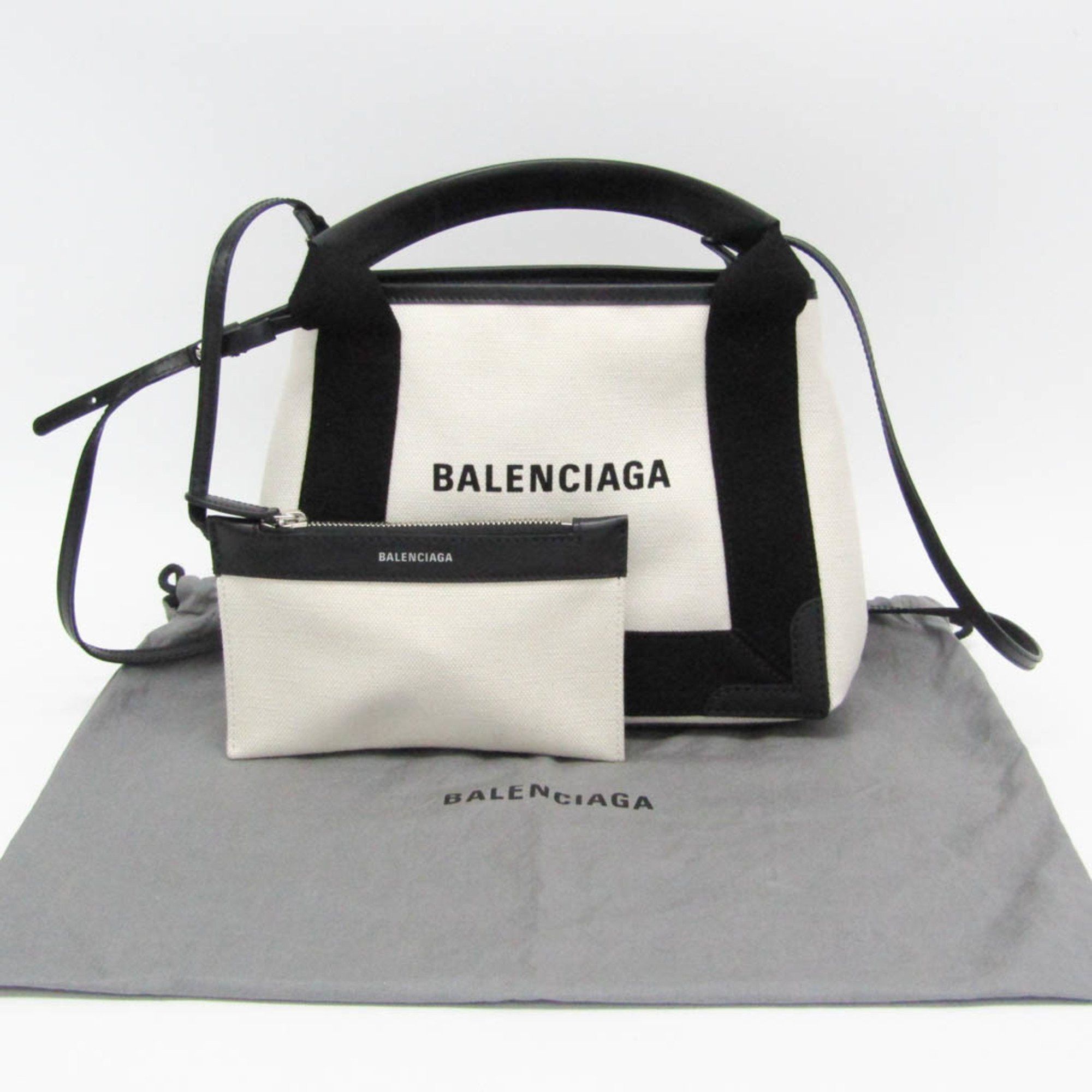 Balenciaga Navy Beige Canvas Handbag (Pre-Owned) Size ONE SIZE - 5 Thumbnail