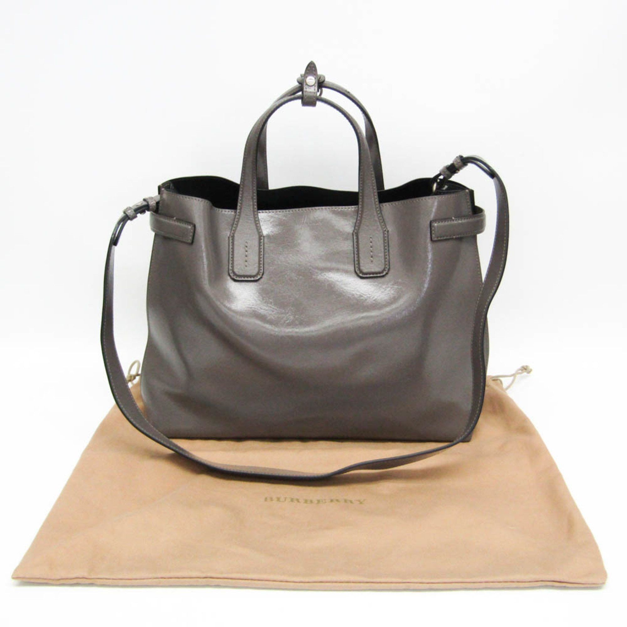 Burberry Grey Leather Handbag (Pre-Owned) Size ONE SIZE - 8 Thumbnail