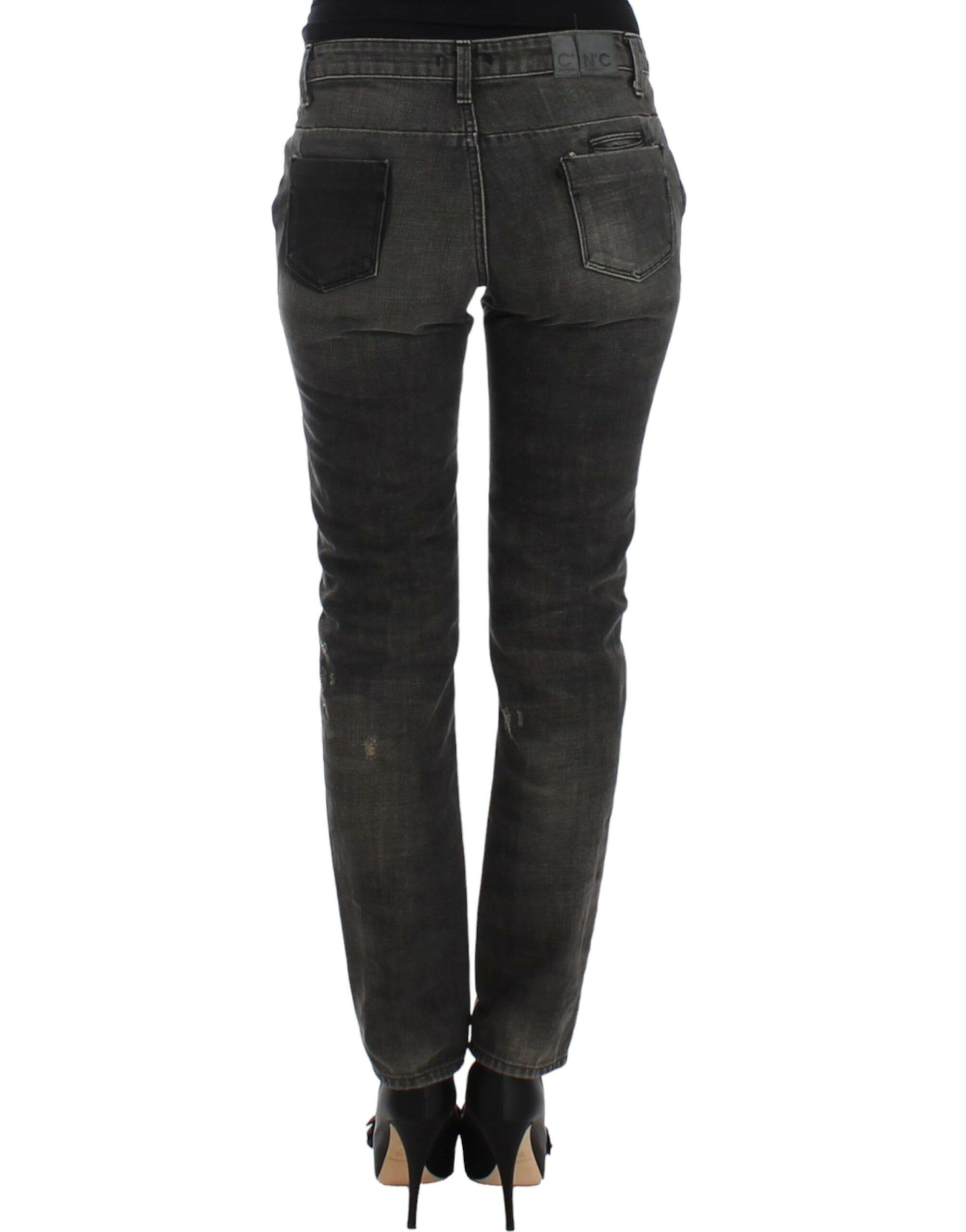 Costume National Sleek Gray Straight Leg Distressed Women's Jeans Size 26" / US 2 / IT 38 - 3 Thumbnail