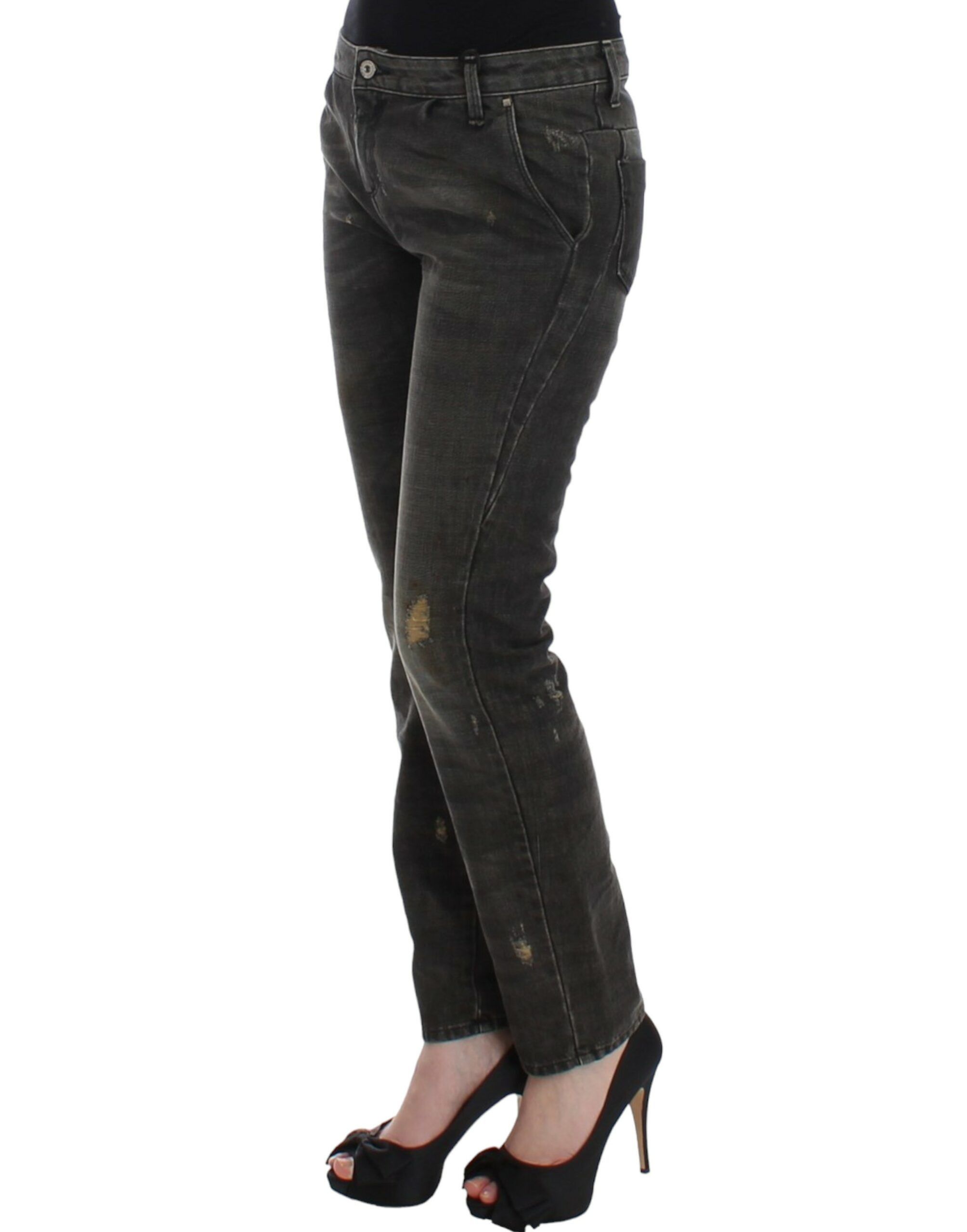 Costume National Sleek Gray Straight Leg Distressed Women's Jeans Size 26" / US 2 / IT 38 - 2 Thumbnail