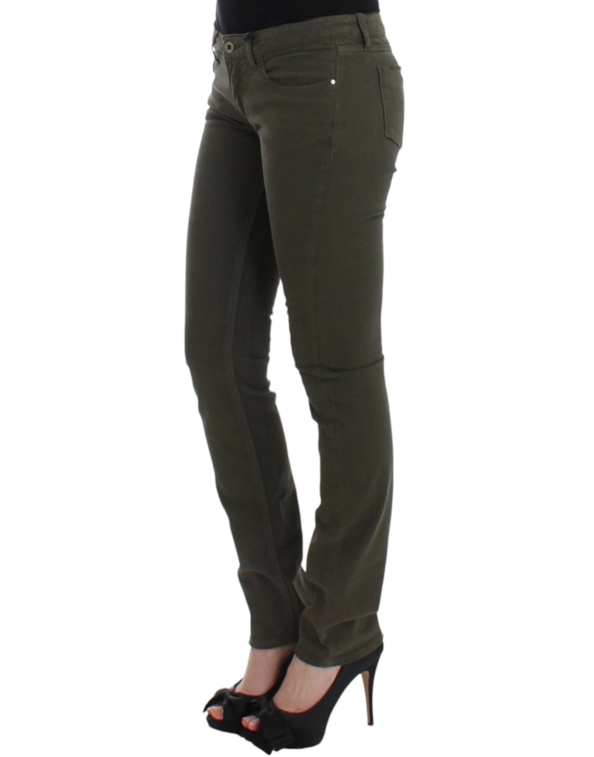 Costume National Chic Green Slim Leg Designer Women's Jeans Size 26" / US 2 / IT 38 - 2 Thumbnail