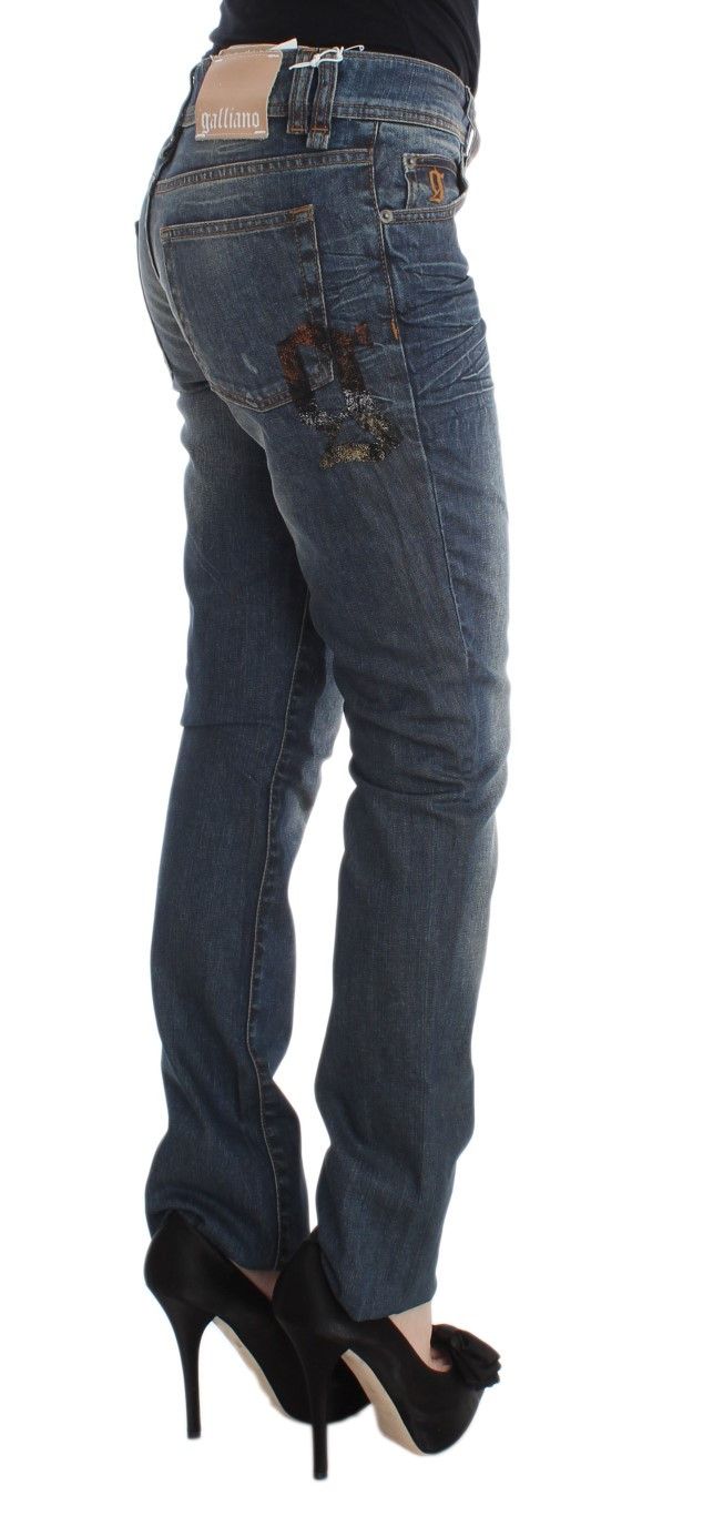 John Galliano Chic Slim Fit Blue Women's Jeans Size 25" / US 0 / IT 36 - 4 Thumbnail