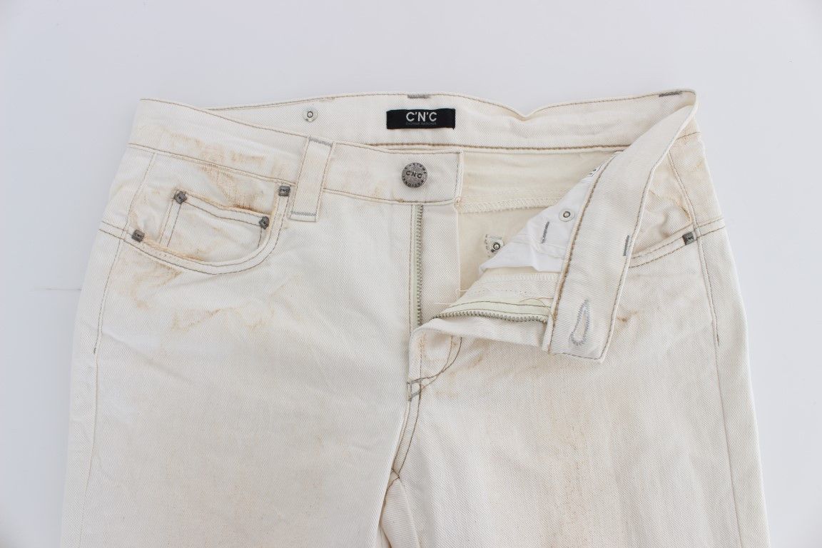 Costume National Chic White Slim Fit Designer Women's Jeans Size 26" / US 2 / IT 38 - 5 Thumbnail