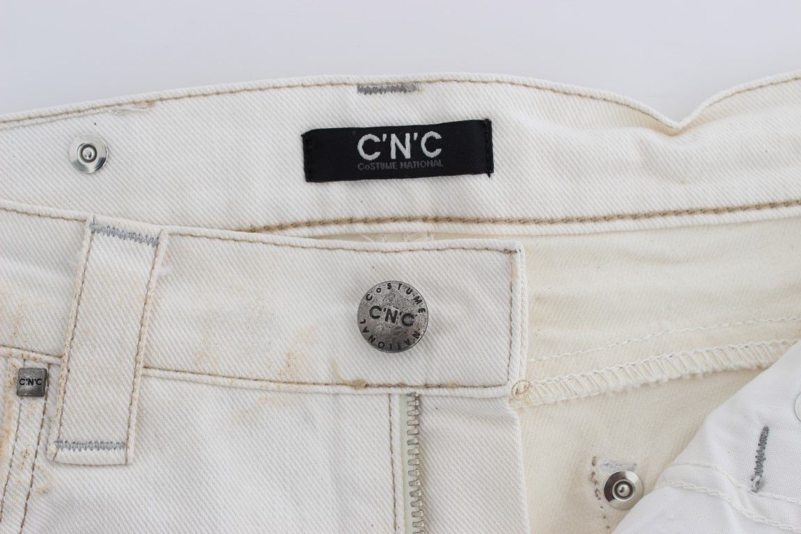 Costume National Chic White Slim Fit Designer Women's Jeans Size 26" / US 2 / IT 38 - 6 Thumbnail