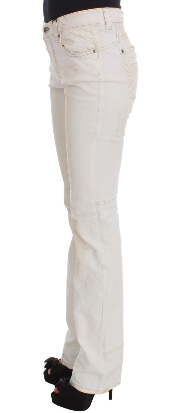 Costume National Chic White Slim Fit Designer Women's Jeans Size 26" / US 2 / IT 38 - 2 Thumbnail