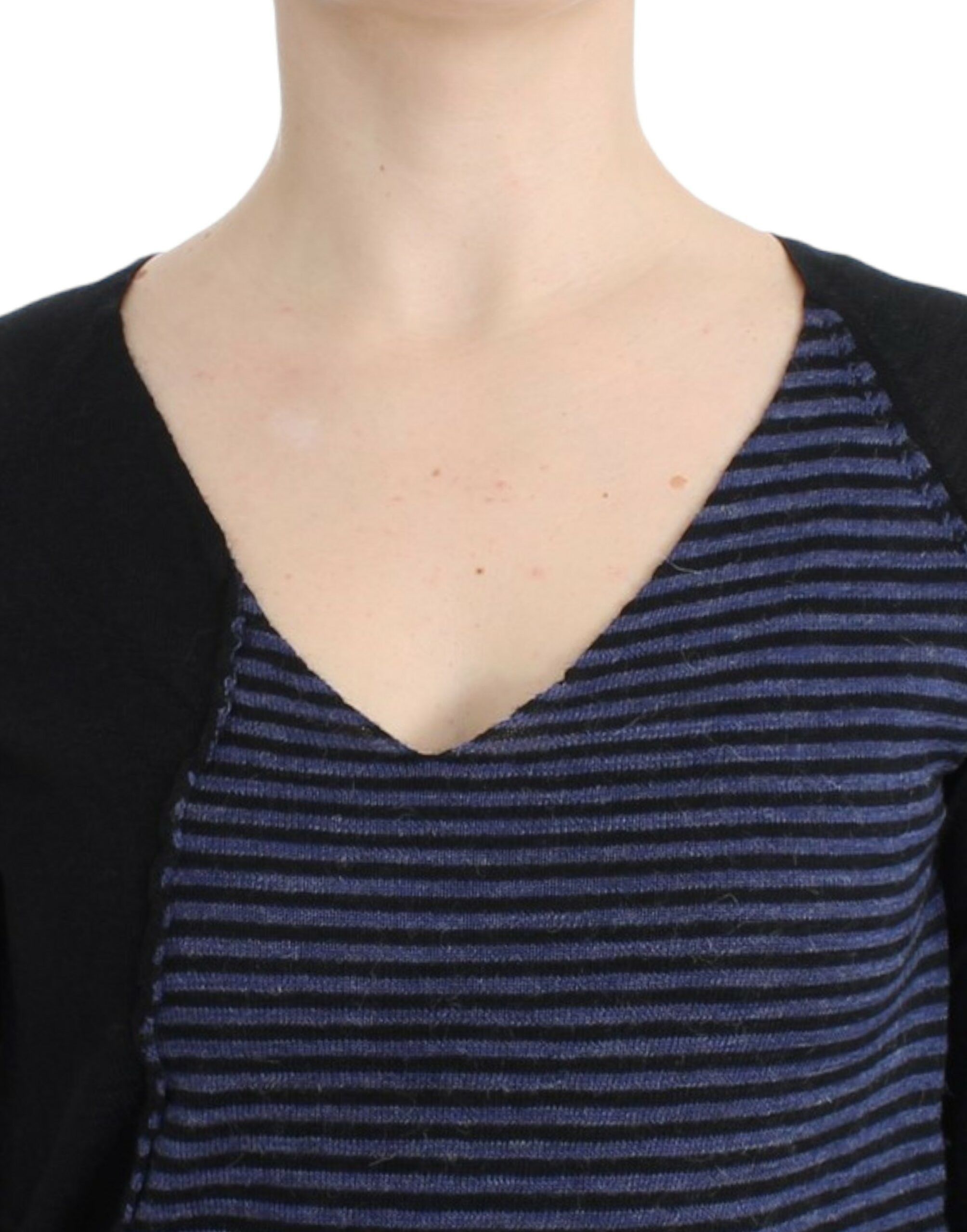 Costume National Chic Striped V-Neck Wool Blend Women's Sweater Size XS / US 0-2 / IT 36-38 - 5 Thumbnail