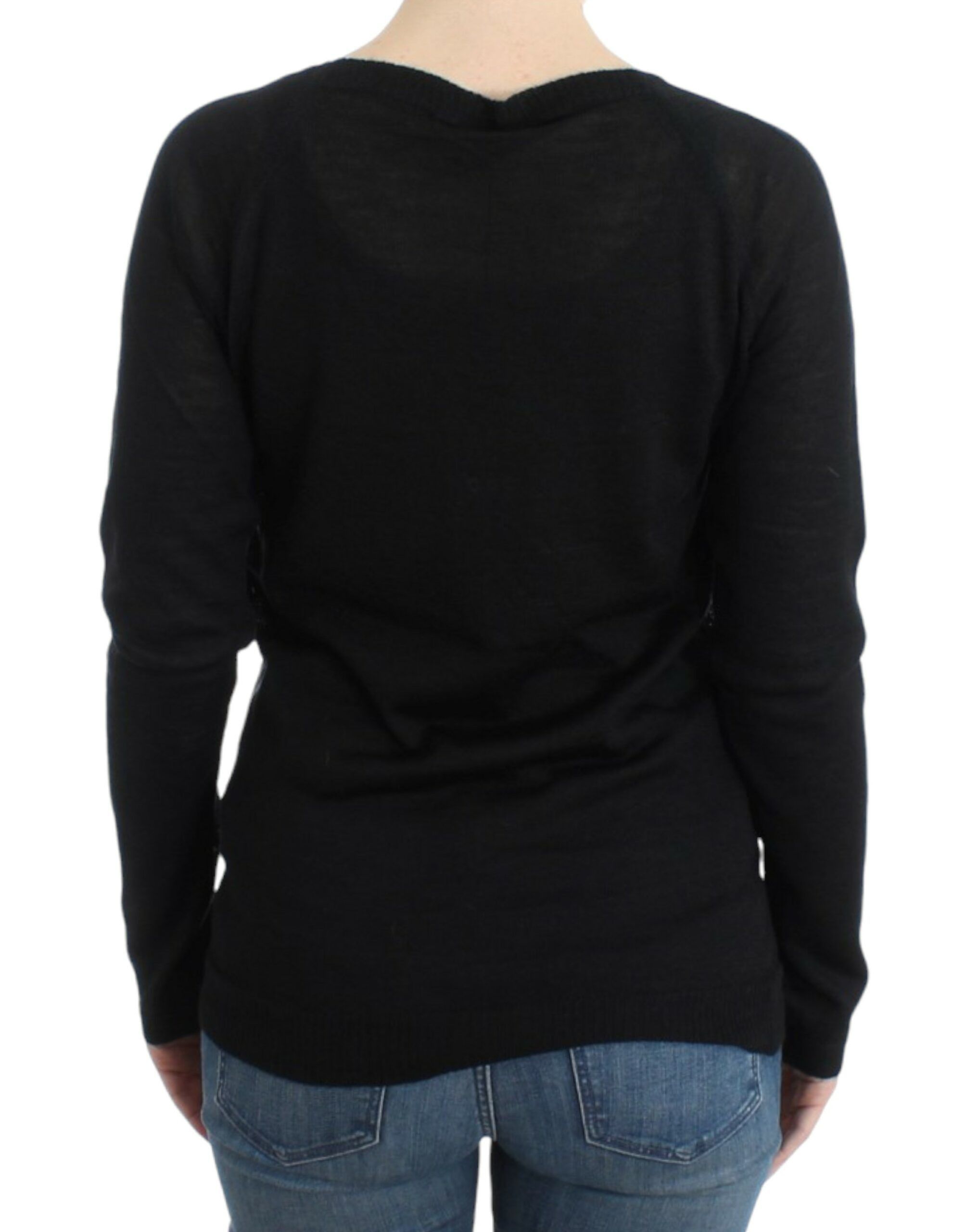 Costume National Chic Striped V-Neck Wool Blend Women's Sweater Size XS / US 0-2 / IT 36-38 - 3 Thumbnail