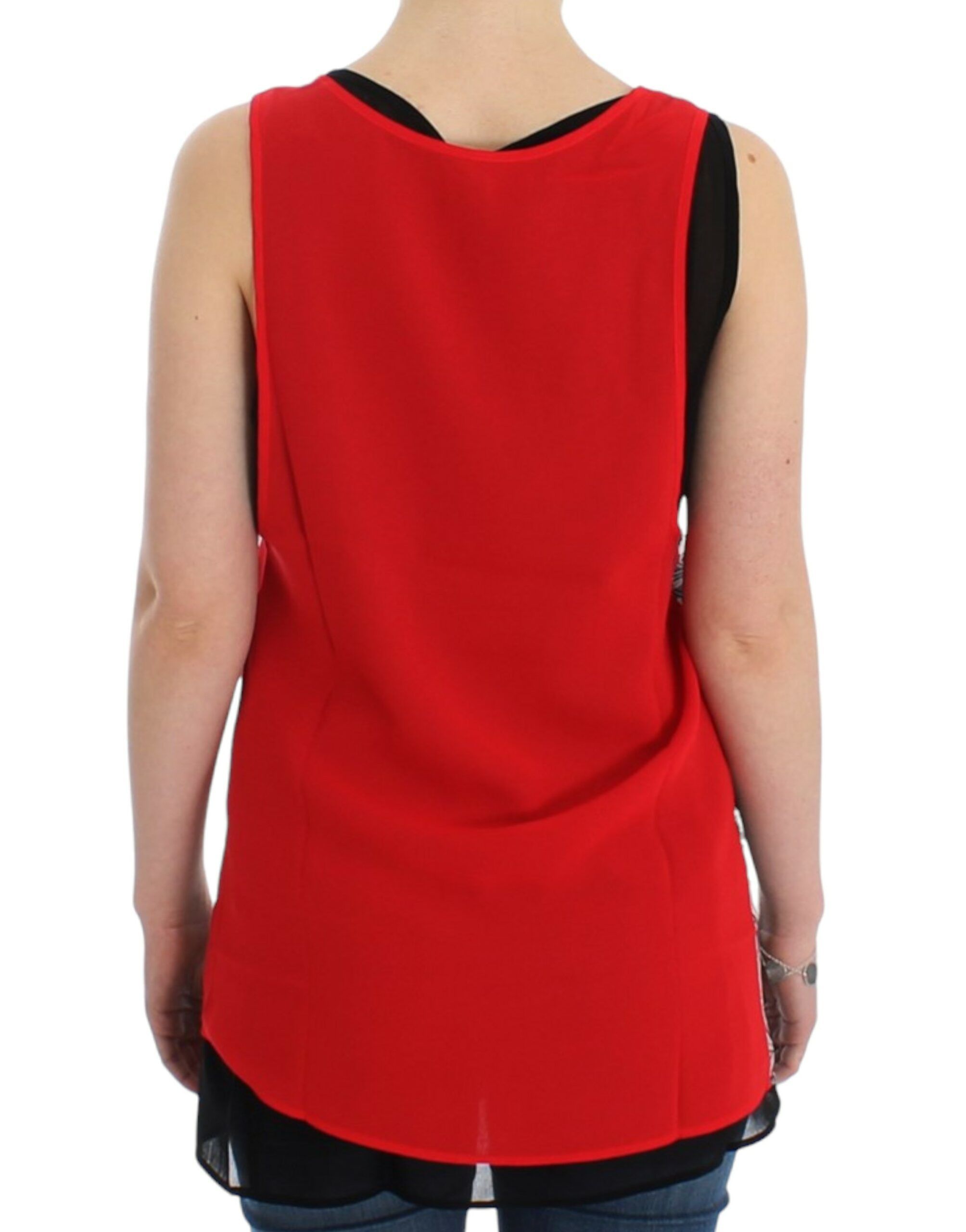 Costume National Elegant Sleeveless Black & Red Women's Top Size XL / US 12-14 / IT 48-50 - 3 Thumbnail