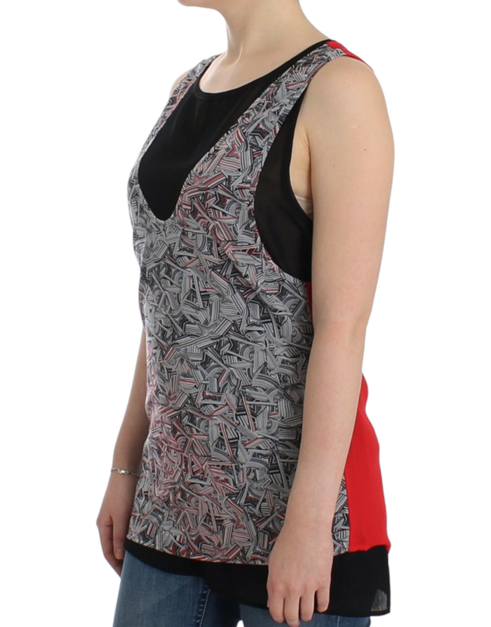 Costume National Elegant Sleeveless Black & Red Women's Top Size XL / US 12-14 / IT 48-50 - 2 Thumbnail