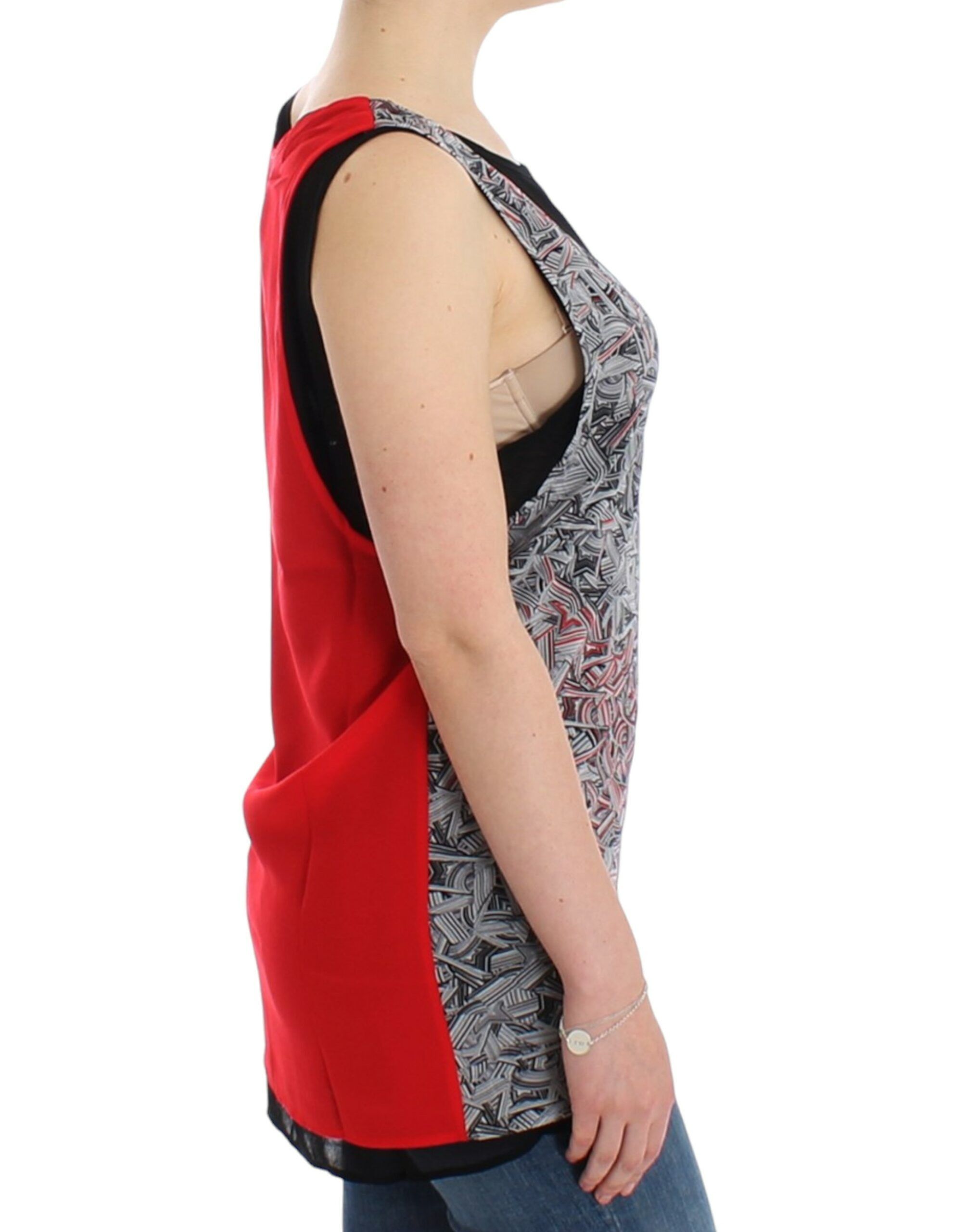 Costume National Elegant Sleeveless Black & Red Women's Top Size XL / US 12-14 / IT 48-50 - 4 Thumbnail