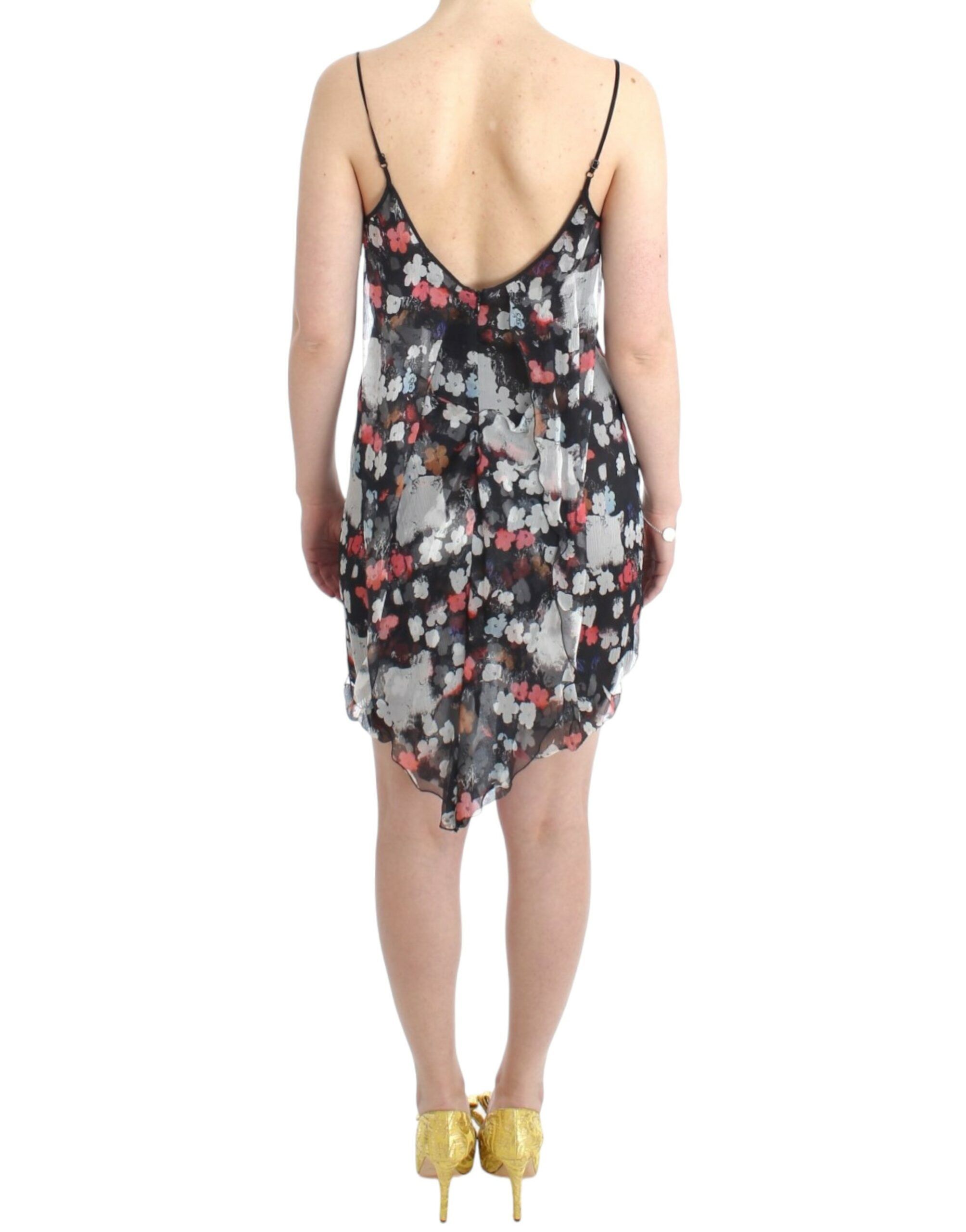 Multicolor Silk Floral Mini Women's Dress