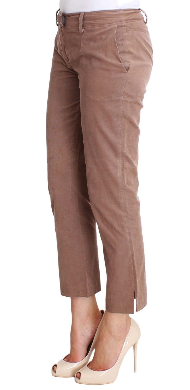 Costume National Chic Brown Cropped Corduroy Women's Pants Size 30" / US 8 / IT 44 - 2 Thumbnail