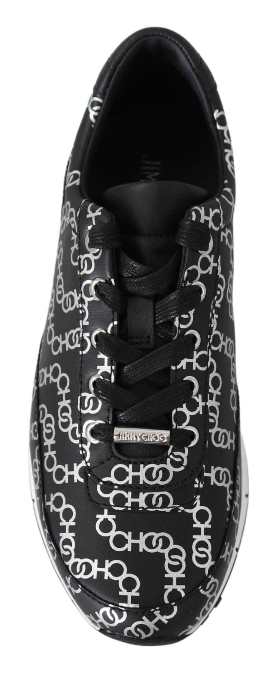 Jimmy Choo Elegant Black & Silver Leather Women's Sneakers Size US 5.5 / IT 35.5 - 4 Thumbnail