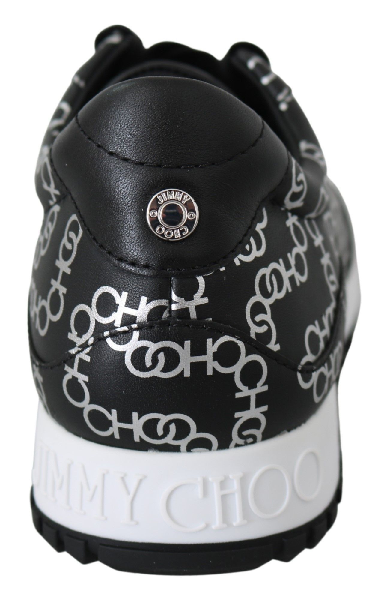 Jimmy Choo Elegant Black & Silver Leather Women's Sneakers Size US 5.5 / IT 35.5 - 5 Thumbnail