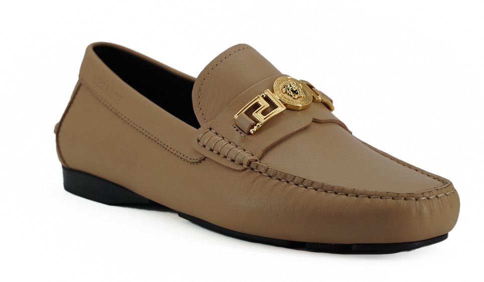 Versace Exquisite Medusa Gold-Tone Leather Men's Loafers Size US 11 / EU 44 - 2 Thumbnail