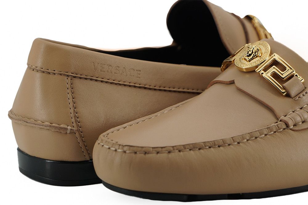 Versace Exquisite Medusa Gold-Tone Leather Men's Loafers Size US 11 / EU 44 - 4 Thumbnail