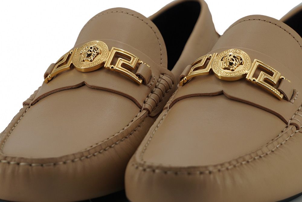 Versace Exquisite Medusa Gold-Tone Leather Men's Loafers Size US 11 / EU 44 - 5 Thumbnail