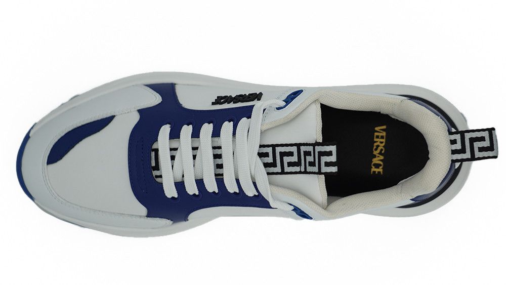 Versace Elegant Blue and White Leather Men's Sneakers Size US 12 / EU 45 - 6 Thumbnail