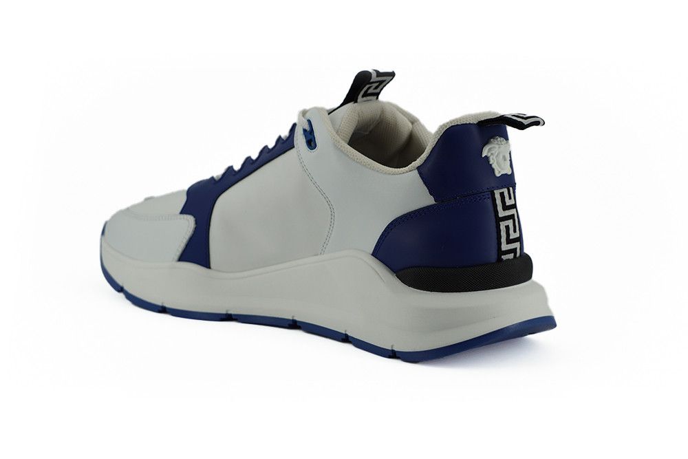 Versace Elegant Blue and White Leather Men's Sneakers Size US 12 / EU 45 - 3 Thumbnail