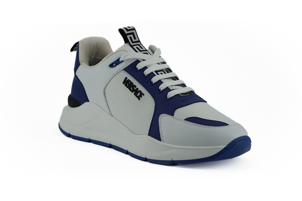 Versace Elegant Blue and White Leather Men's Sneakers Size US 12 / EU 45 - 2 Thumbnail