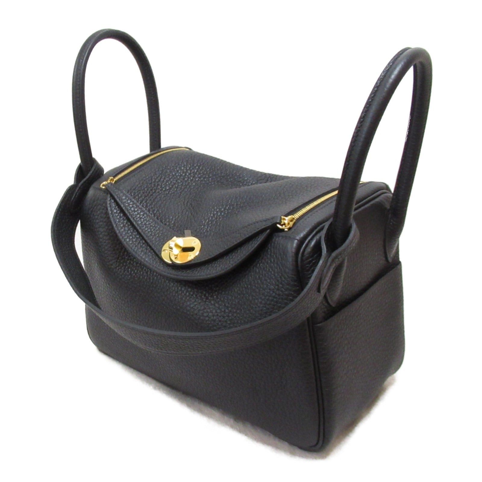 Hermes Hermes Lindy 26 Black Shoulder Bag Leather Clemence (Hermes) Gold Hardware U Stamp Size ONE SIZE - 3 Thumbnail