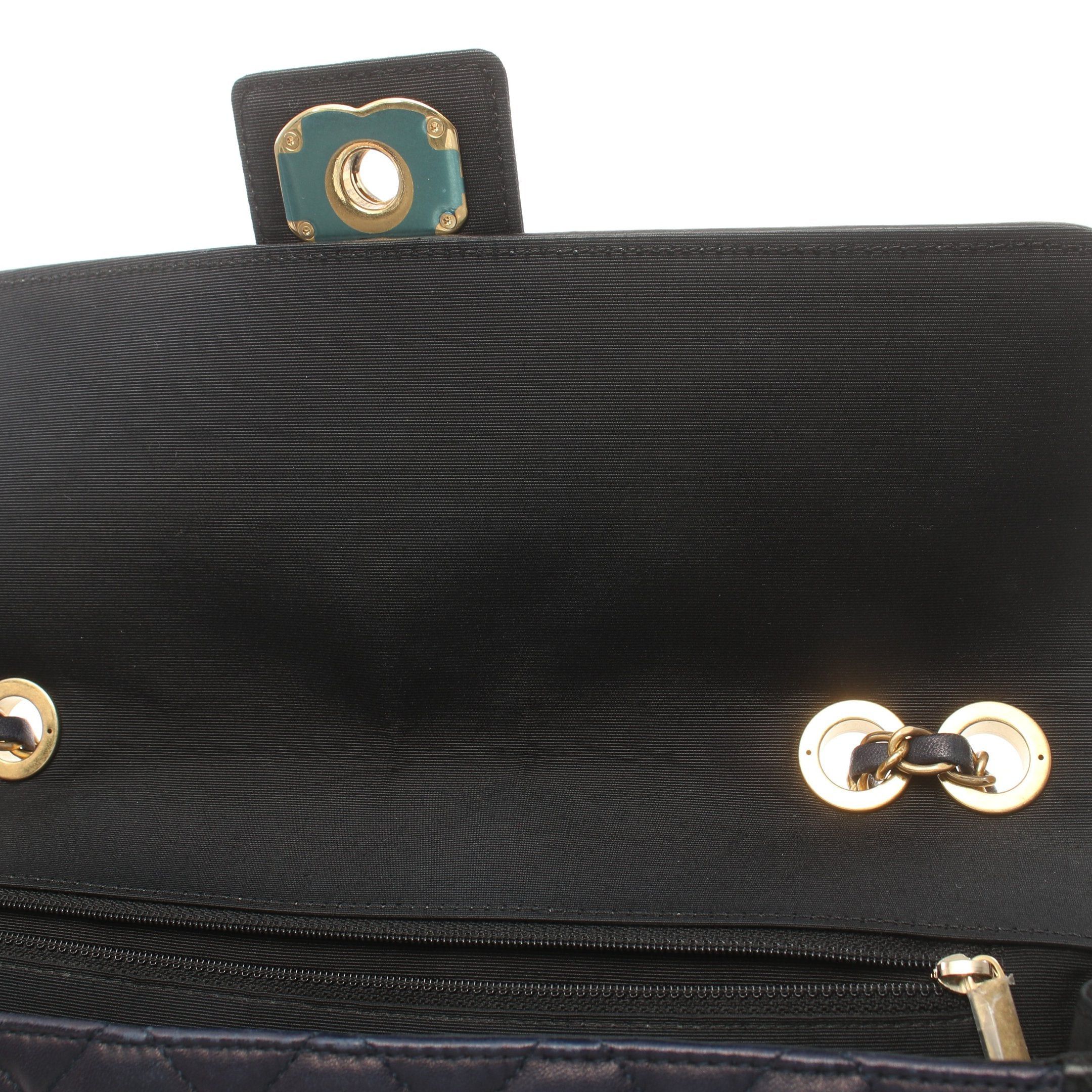 Chanel Chanel Matelasse Double Chain Shoulder Bag Lambskin Navy Black Gold Hardware Size ONE SIZE - 5 Thumbnail
