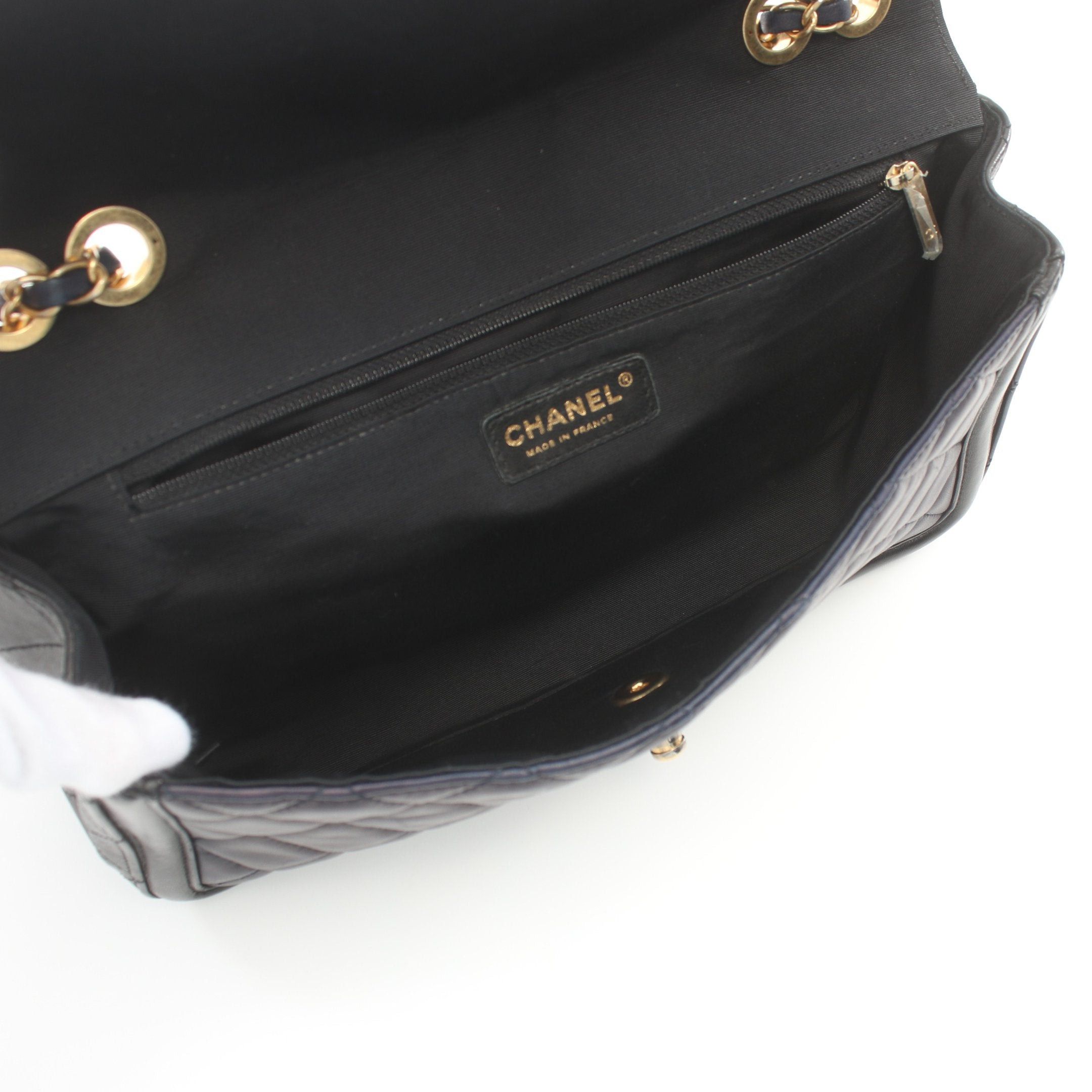Chanel Chanel Matelasse Double Chain Shoulder Bag Lambskin Navy Black Gold Hardware Size ONE SIZE - 3 Thumbnail