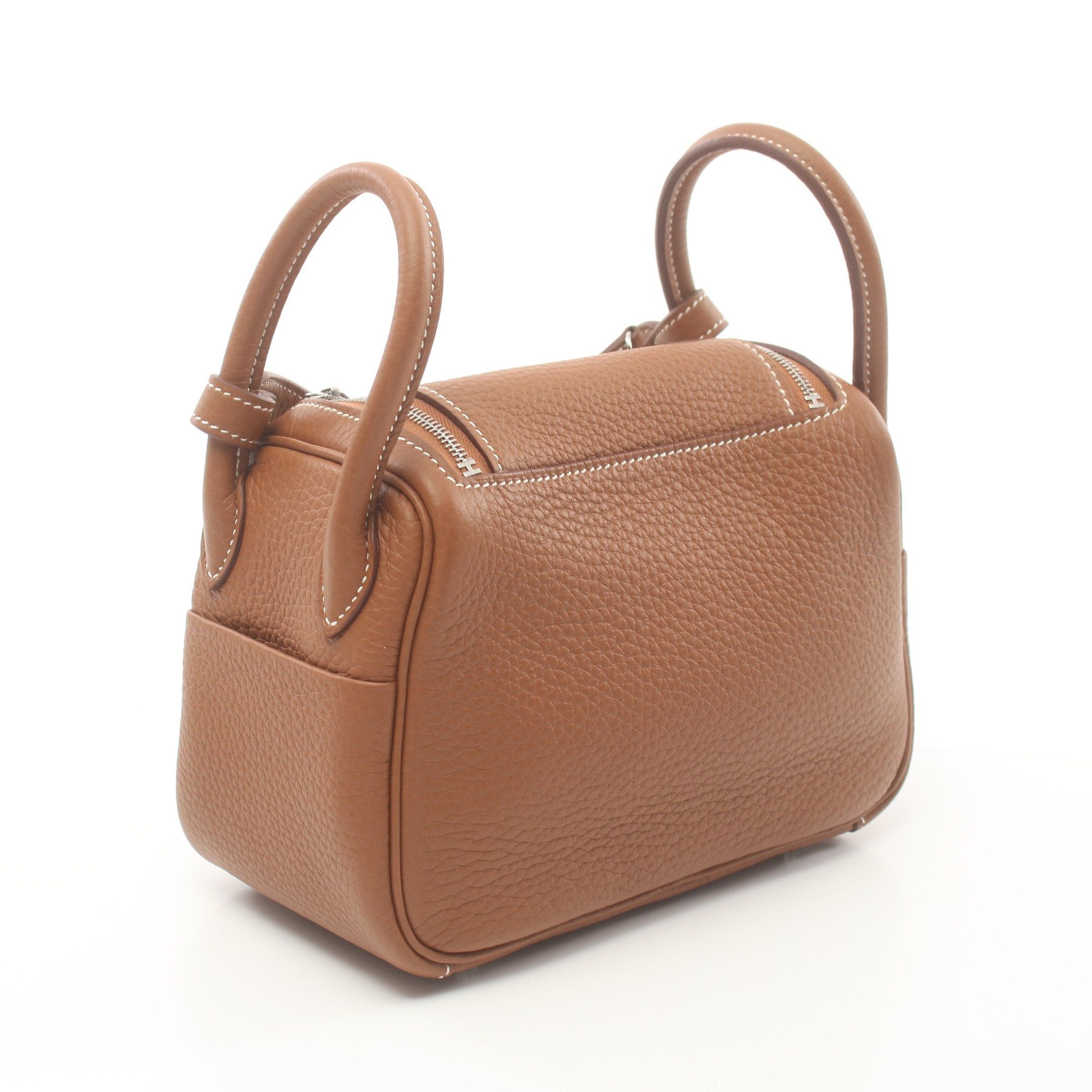 Hermes Hermes Lindy Mini Gold Shoulder Bag Clemence Leather Light Brown Silver Hardware Double Engraved Size ONE SIZE - 2 Thumbnail